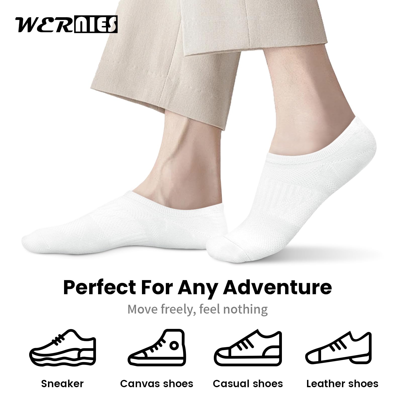 wernies No Show Socks for Women - 8 Pairs Low Cut Invisible Casual Short Ankle Socks for women Black/White/Gray 5-8
