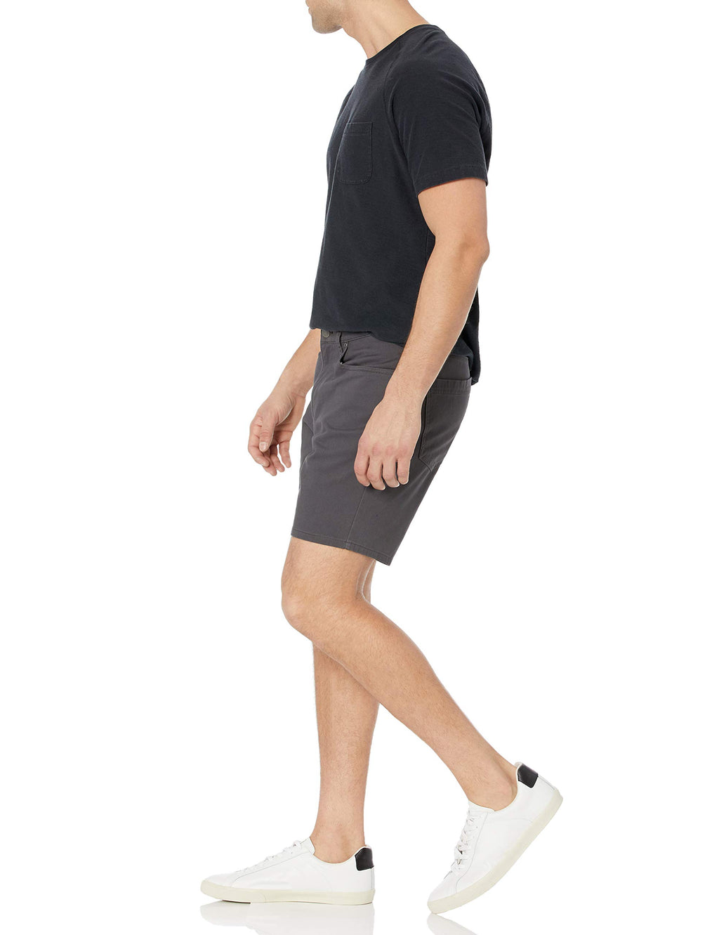 Amazon Essentials Men's Straight-Fit 7" Inseam Stretch 5-Pocket Shorts, Dark Grey, 36