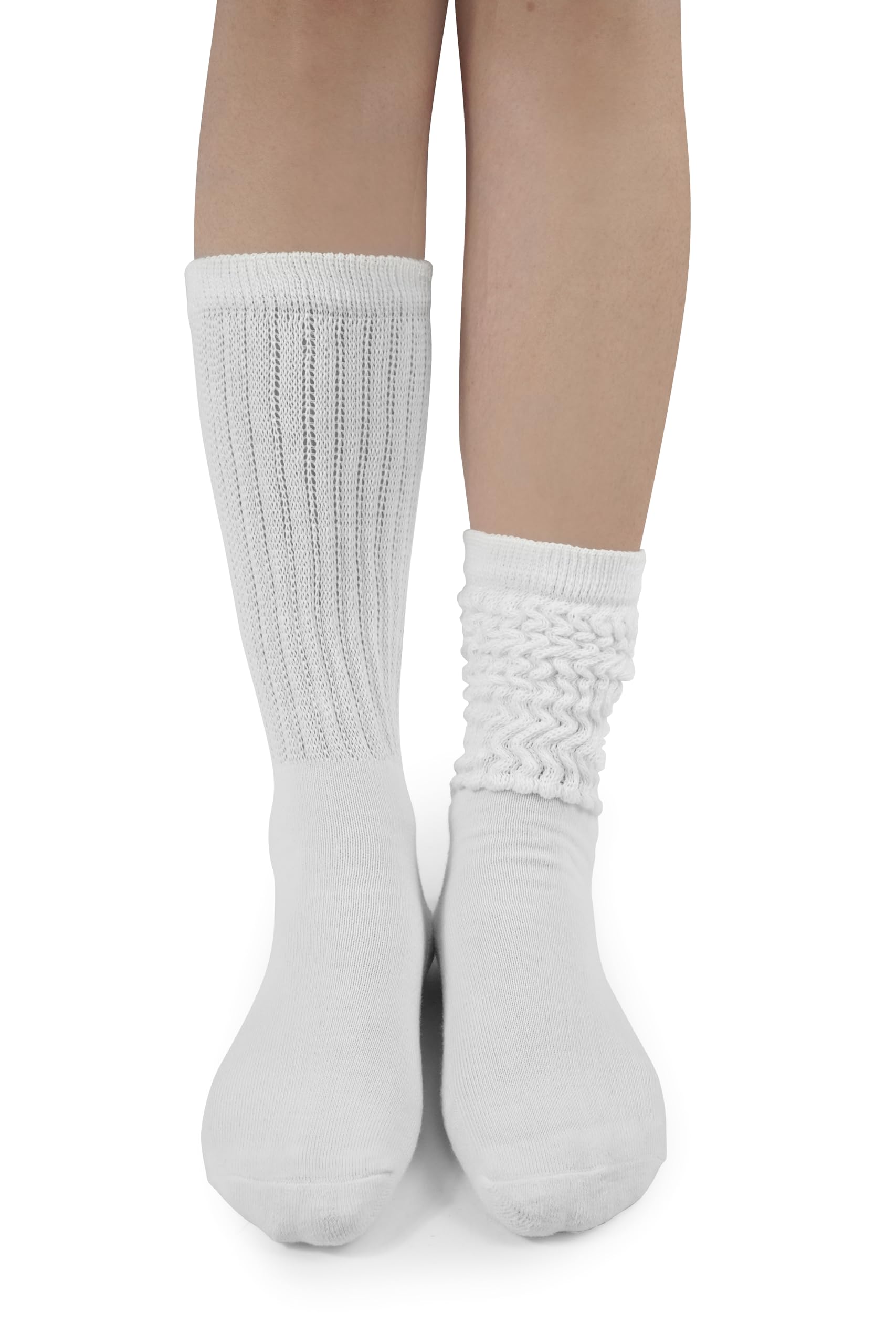 BomKinta Crew Slouch Socks Women - Retro Scrunch Short Sock - Soft Solid Ankle Socks Size 5-11 3 Pair Black White Cream