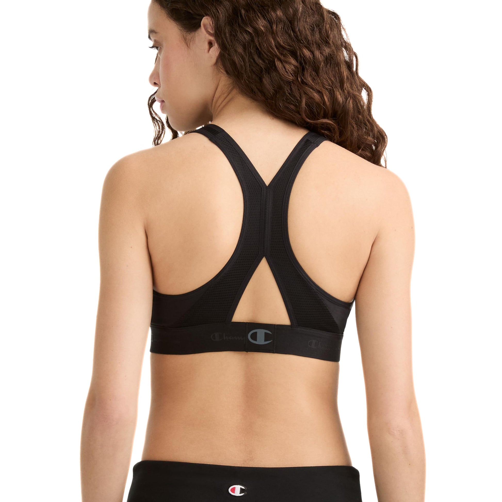 Champion Womens Bra, Curvy Moderate Support Low Cut For Sports Bra, Black, Large US