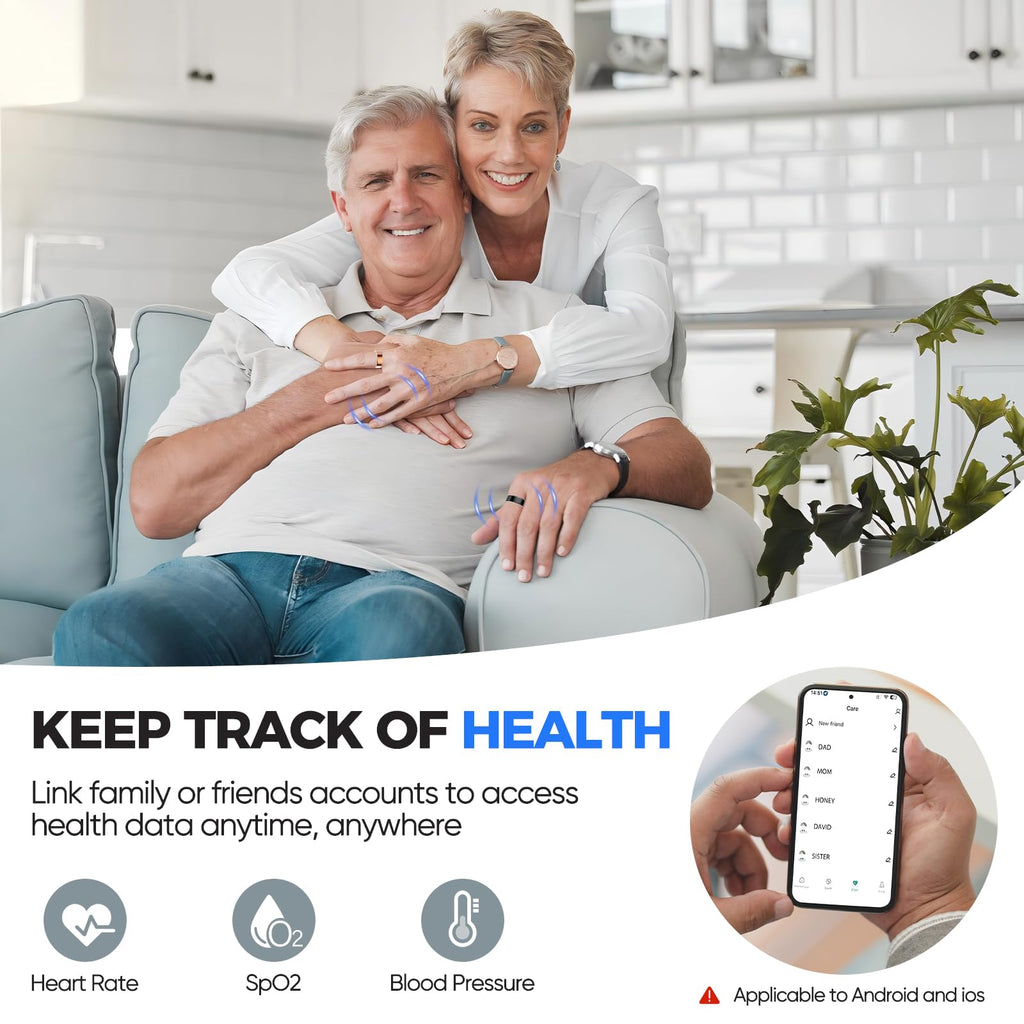 Smart Health Ring for Women Men Fitness Tracker with Heart Rate, Blood Pressure,Blood Oxygen,Step Counting, Sleep Monitoring,IP68 Waterproof for iPhone and Android, No Subscription Fee (Silver, 9)