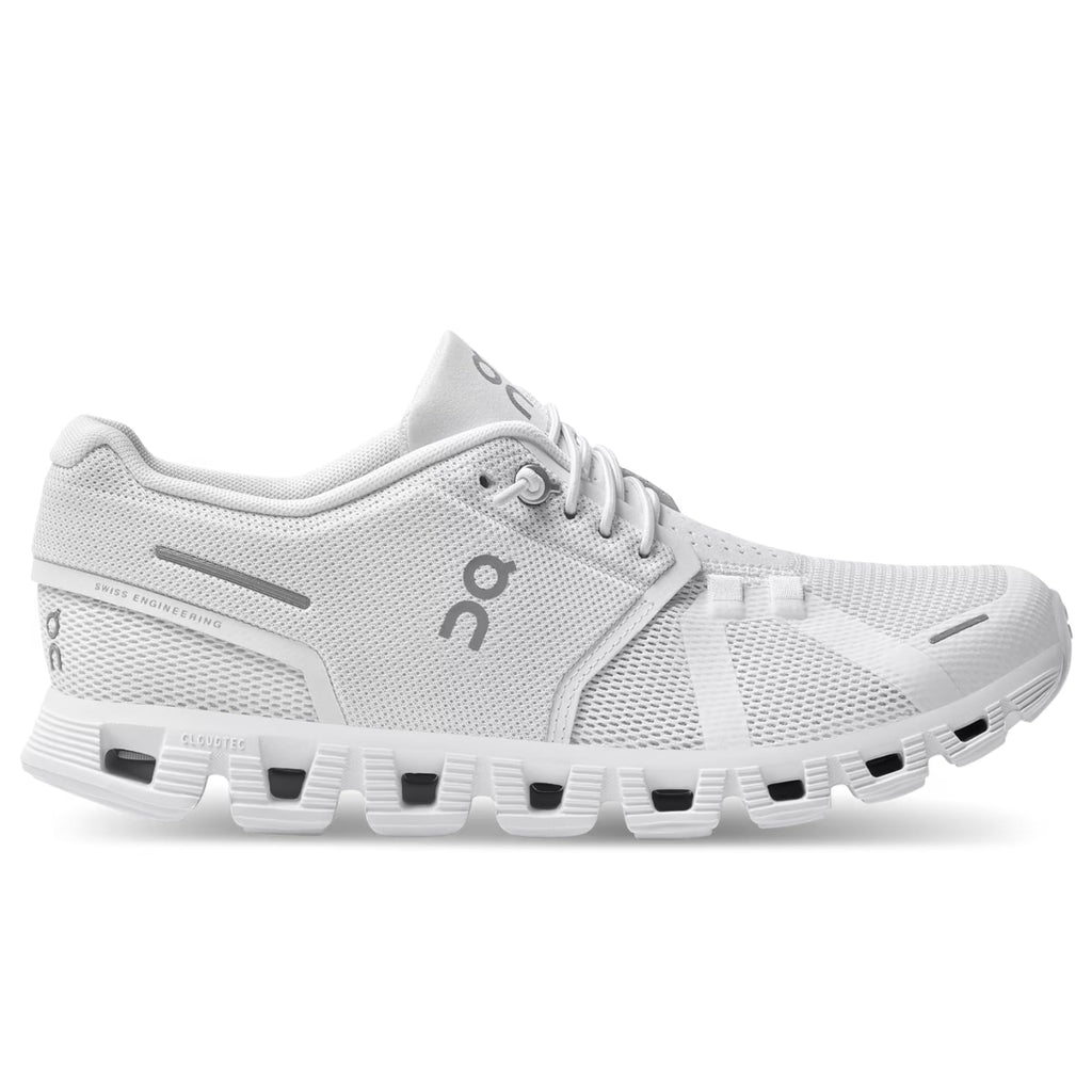 On Women's Cloud 5 Sneakers, All White, 7 Medium US