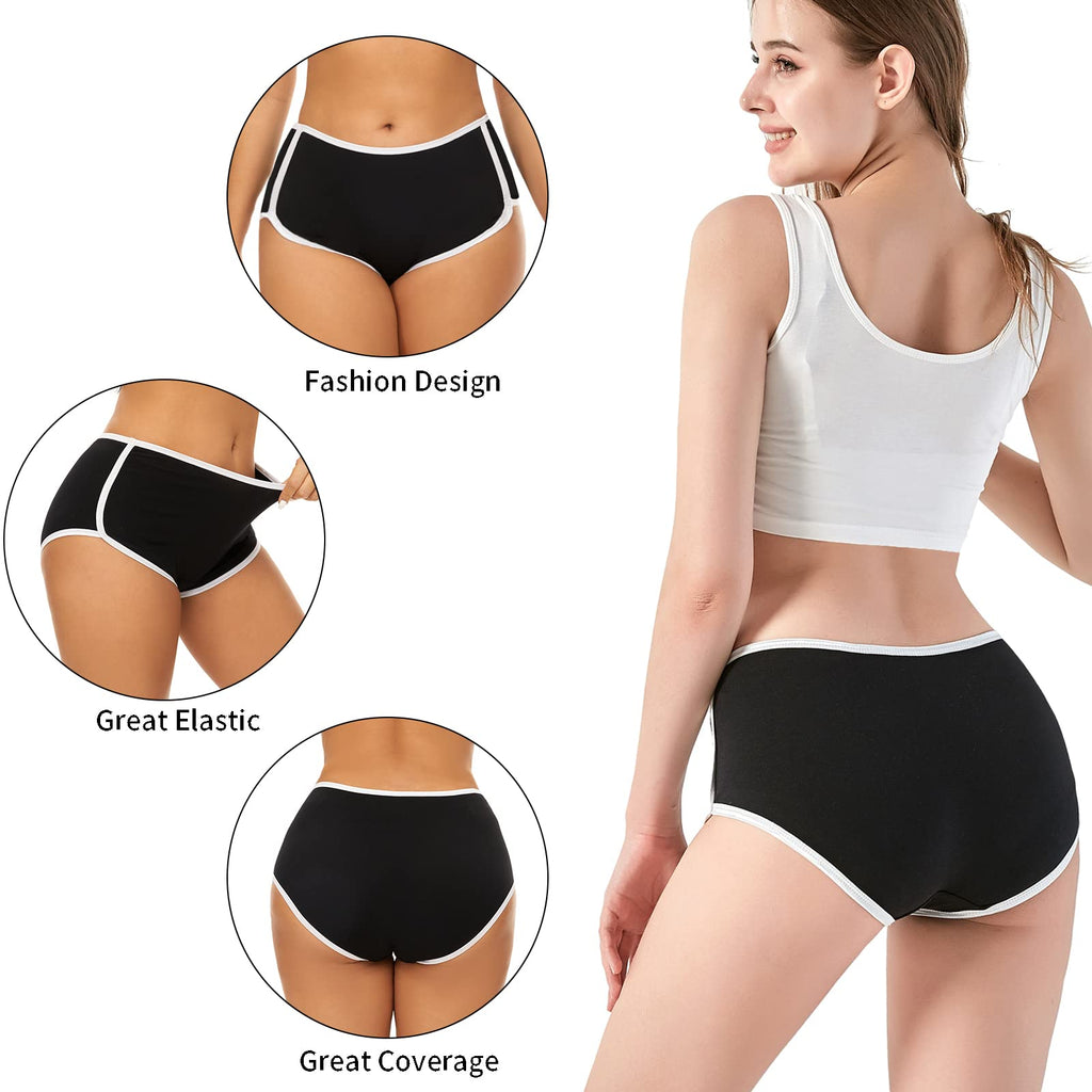 Women Boyshorts Underwear Cotton Panties Stretch Boxer Brief (6 mixed color, LARGE)