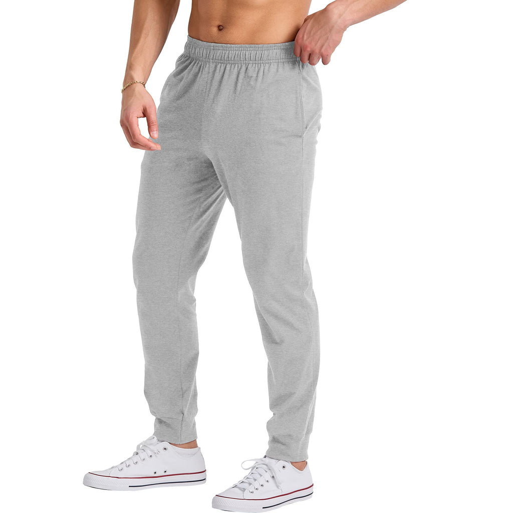 Hanes Originals Cotton Joggers, Jersey Sweatpants for Men with Pockets, 30" Inseam, Light Steel
