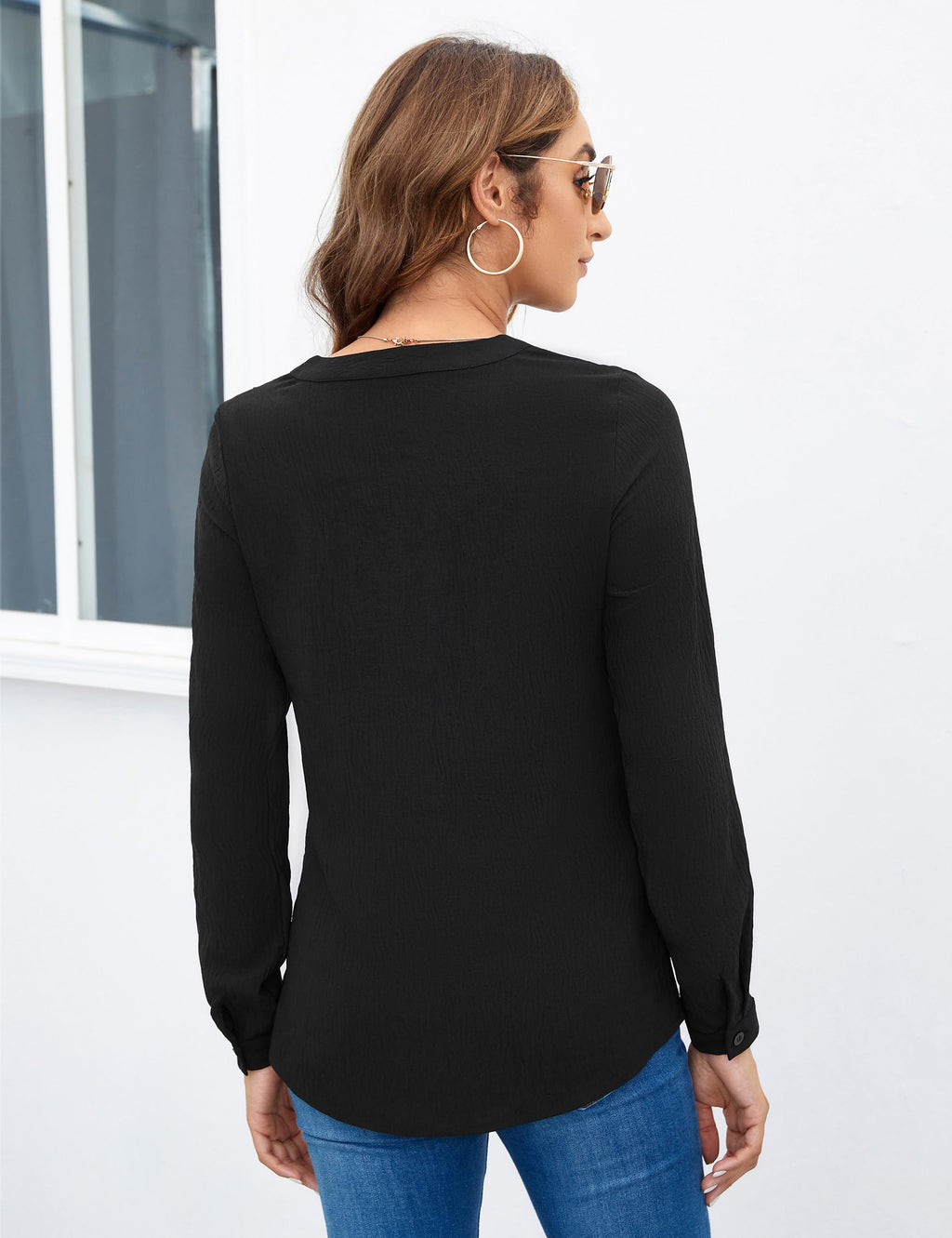 Blooming Jelly Women's Dressy Casual Tops Business Work Blouses Black Long Sleeve Dress Shirts 2025(X-Large,Black)