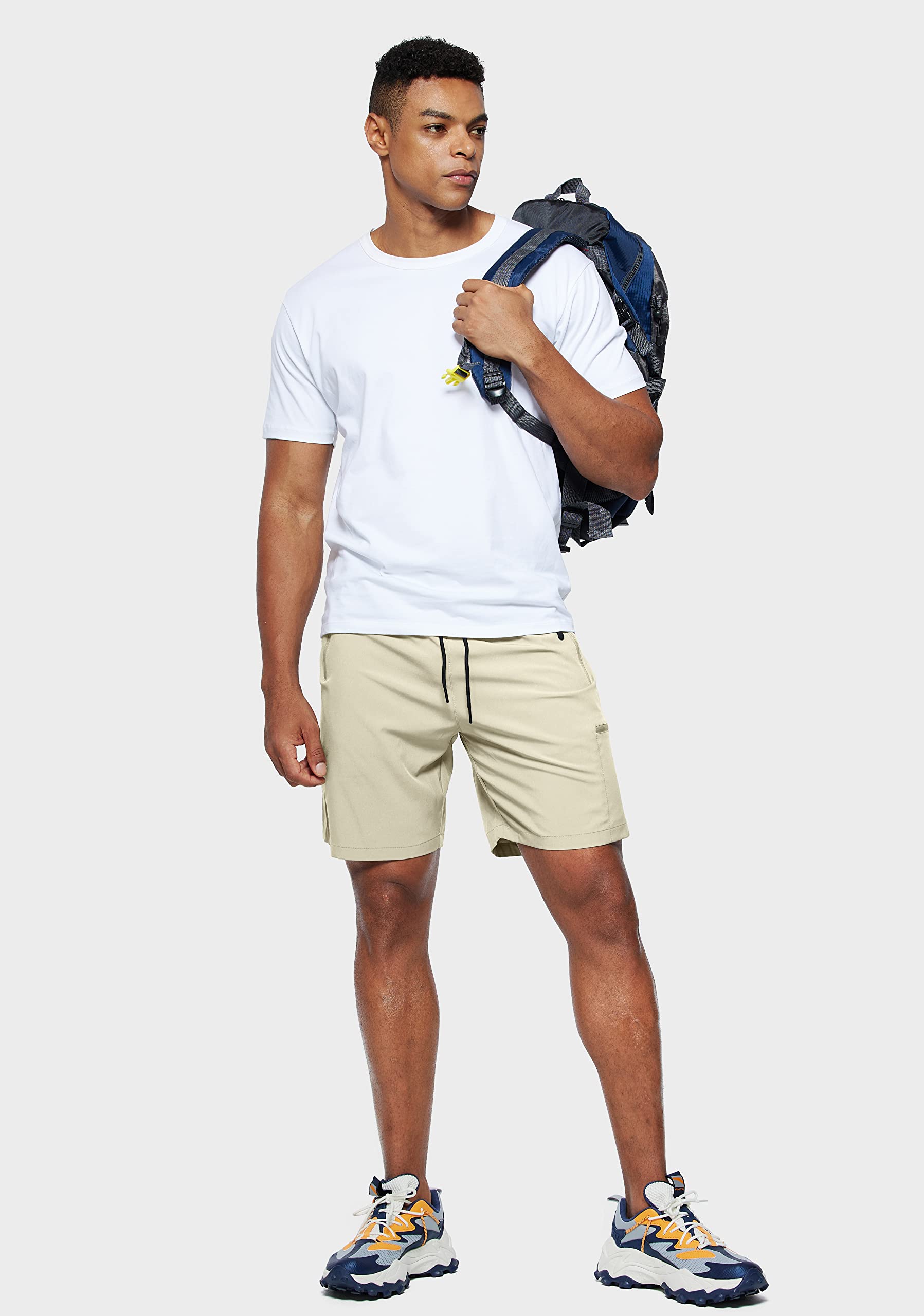 Viodia Men's Hiking Cargo Shorts Stretch Quick Dry Lightweight Workout Shorts for Men Casual Fishing Athletic Shorts with Pockets Khaki