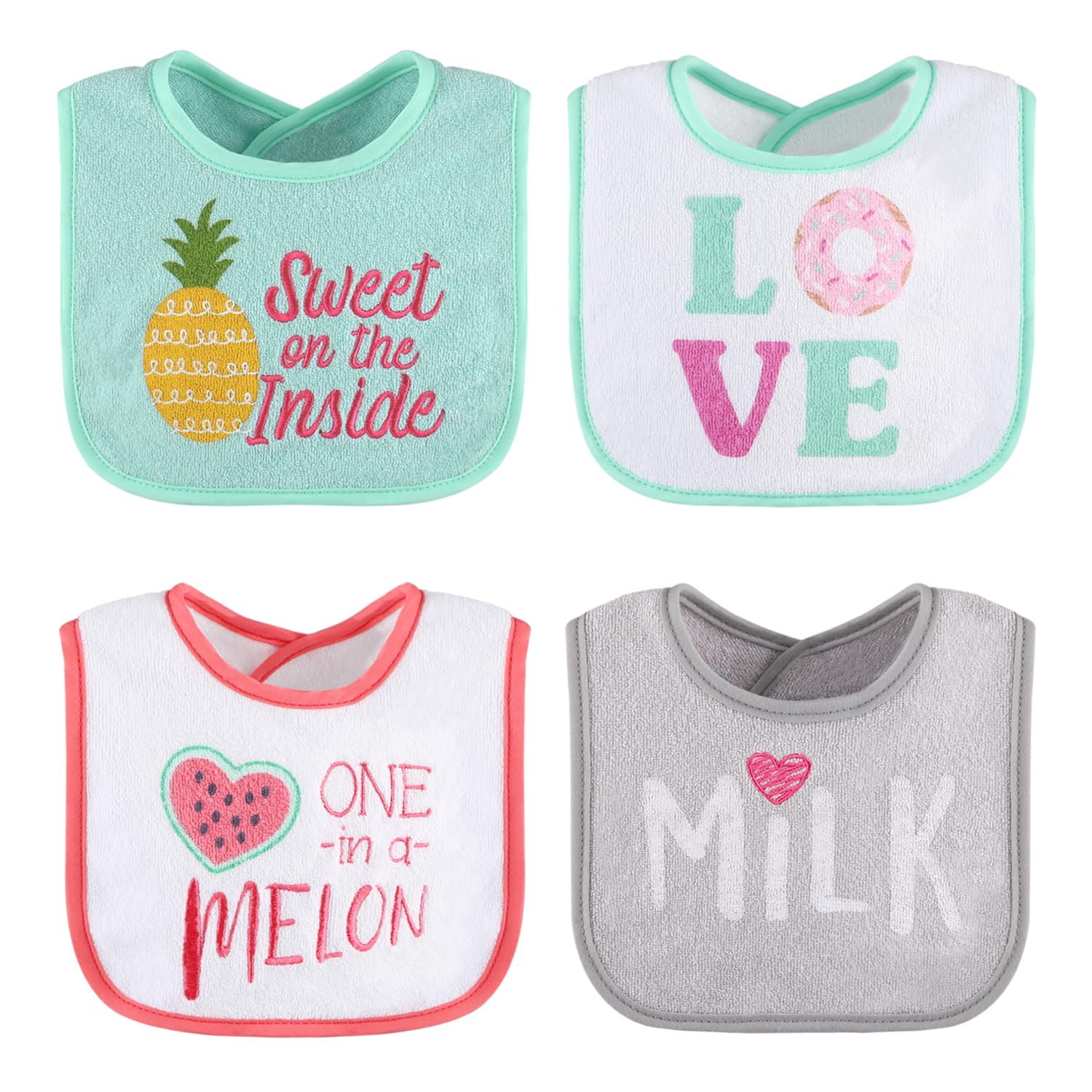 The Peanutshell Baby Girl Terry Bib Set of 8-100% Cotton, Soft, Absorbent Baby Bibs, Toddler Girl Set, Newborn & Infant Bib - Pink