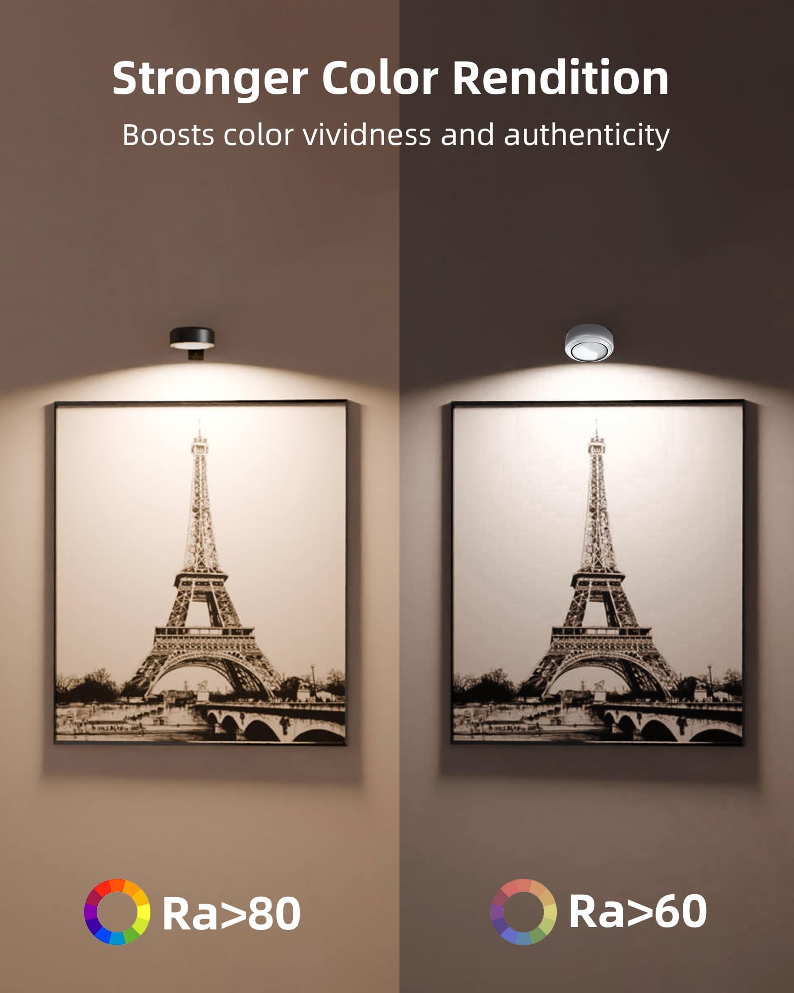 EZVALO Picture Lights for Wall, 2000mAh Rechargeable Battery Magnetic Poster Lights with 3 Color Temps & 12 RGB, Remote Dimmable Timer Painting Light, Wall Decor Light for Art Display, Frame (3 Pack)