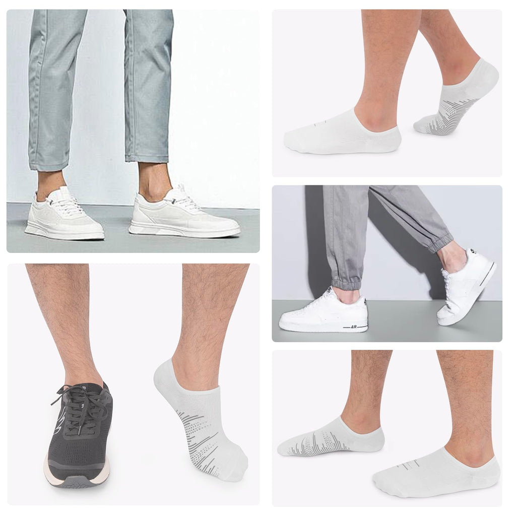 wernies No Show Socks Men 10 Pairs Ankle Low Cut Cotton Men Socks with Non Slip Grips 6-10