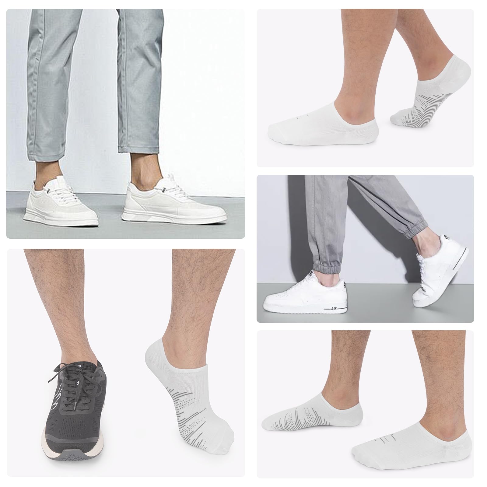 wernies No Show Socks Men 10 Pairs Ankle Low Cut Cotton Men Socks with Non Slip Grips 6-10