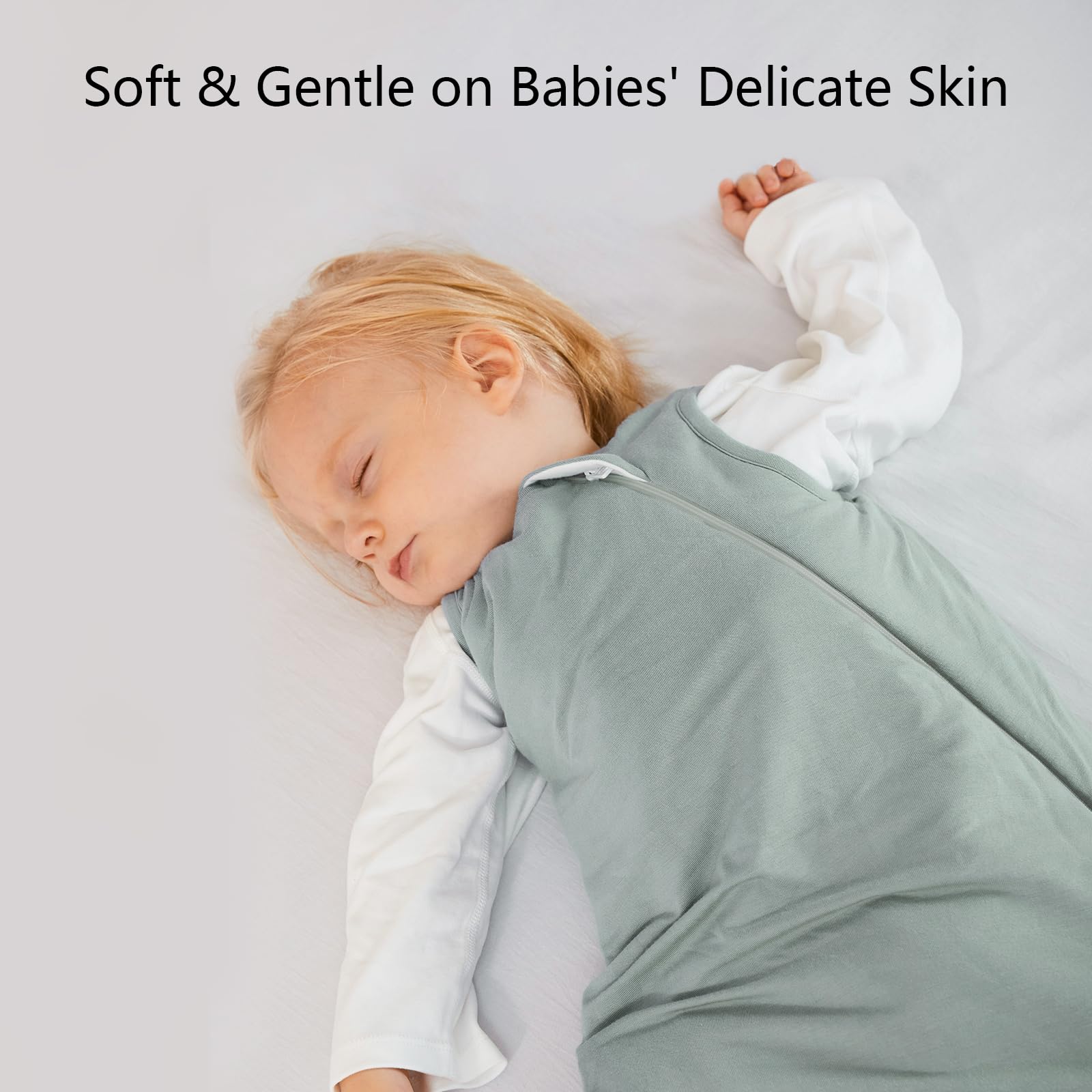 BubblePanda Rayon Made from Bamboo Sleep Sack 6-12 Months 1.0 Tog Soft Toddler Sleeping Sack for Babies 2-Way Zipper Baby Wearable Blanket