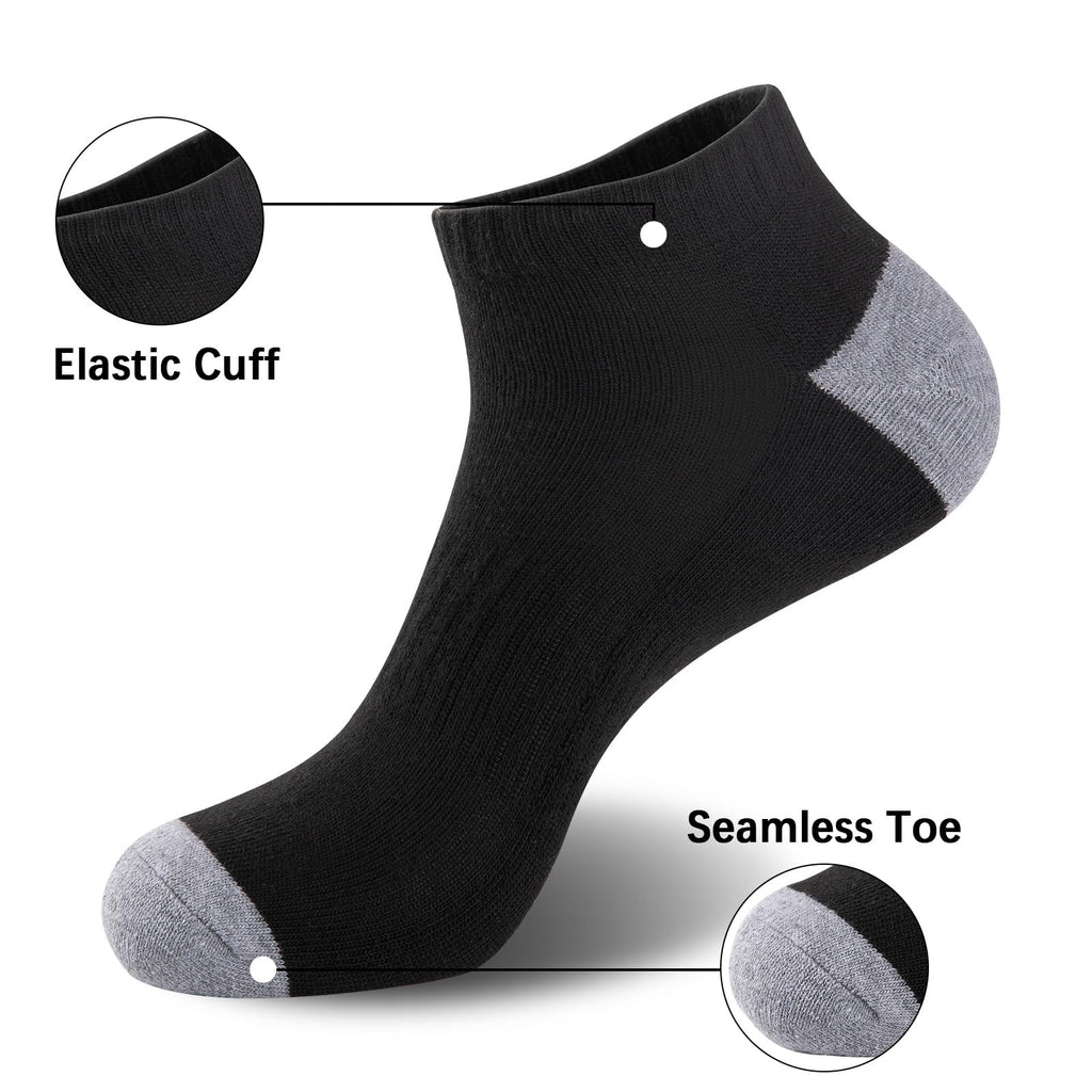 eallco 10 Pairs Mens Ankle Socks Low Cut Socks for Men Athletic Socks Breathable Cushioned White
