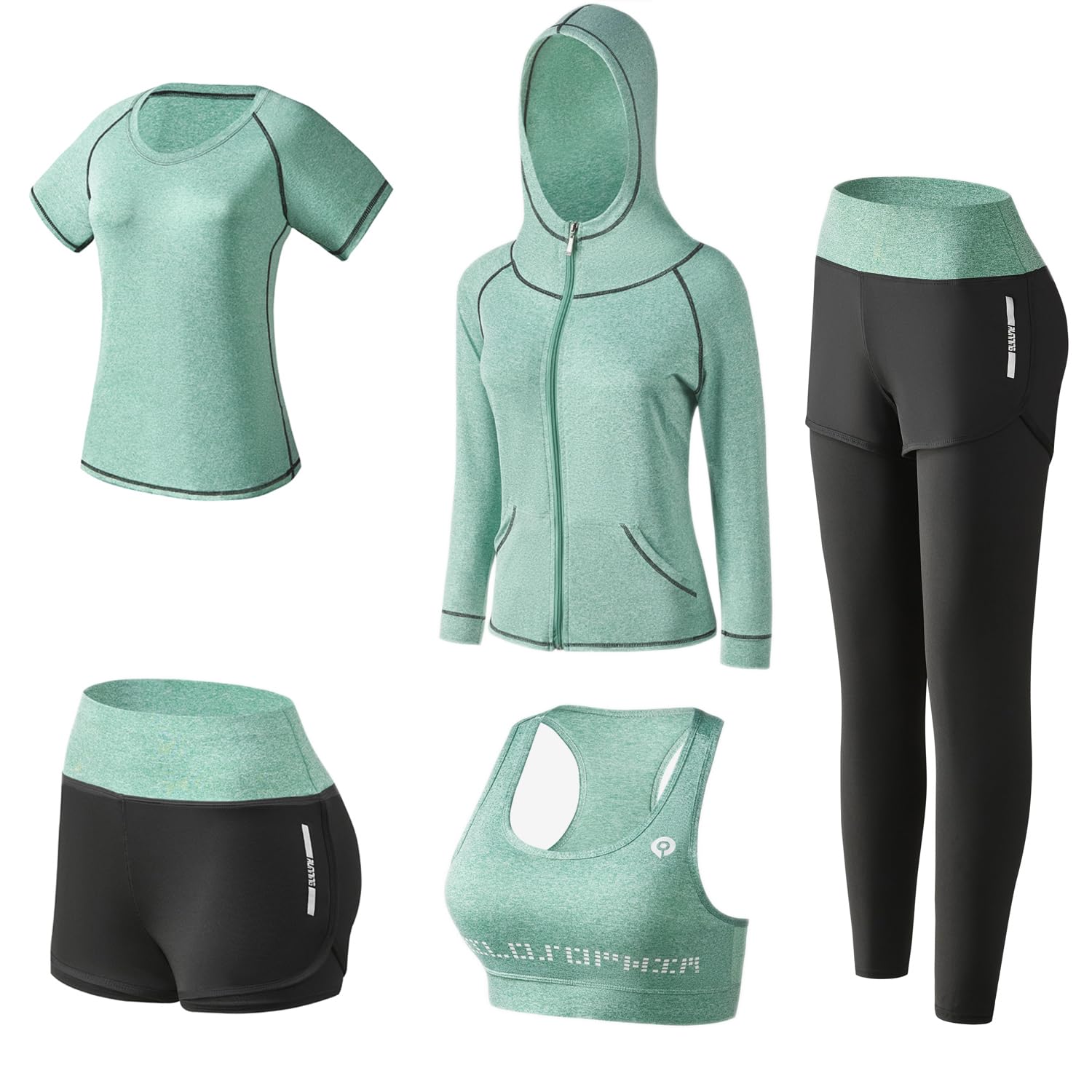 XPINYT Workout Sets for Women Clothes Tracksuit Sport Yoga Fitness Gym Tennis Exercise Workout Clothes Athletic Activewear Sets (Green 03, XL)