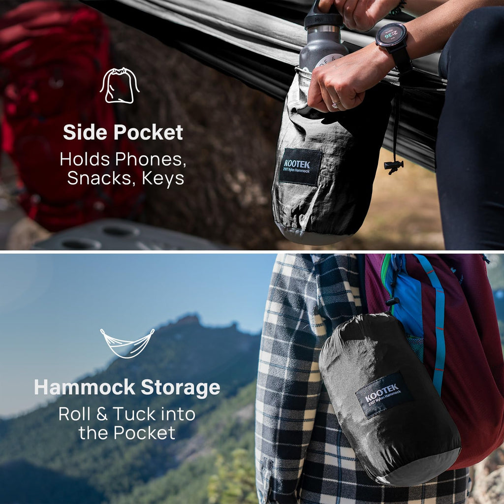 Kootek Camping Hammock 500 lbs Capacity, Portable Hammocks with Tree Straps & Attached Carry Bag, Camping Essentials Gear, Perfect for Outside Indoor Hiking Beach Backpack Travel