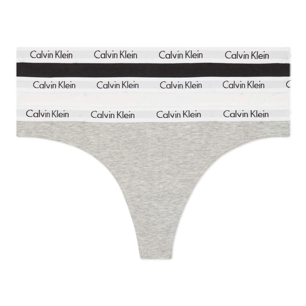 Calvin Klein Women's 3 Pack Carousel Thong Panty, Black/White/Grey Heather, Small