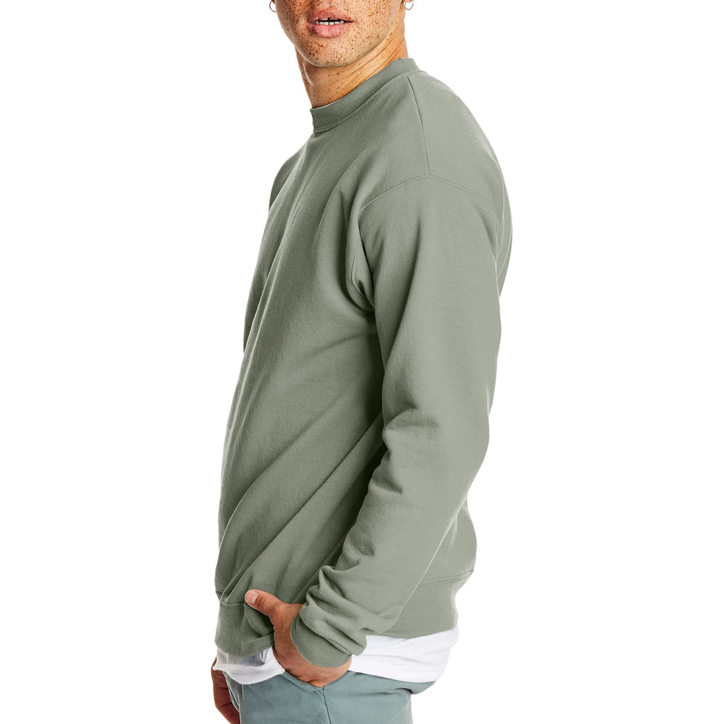 Hanes Men's EcoSmart Sweatshirt, stonewashed green, Medium