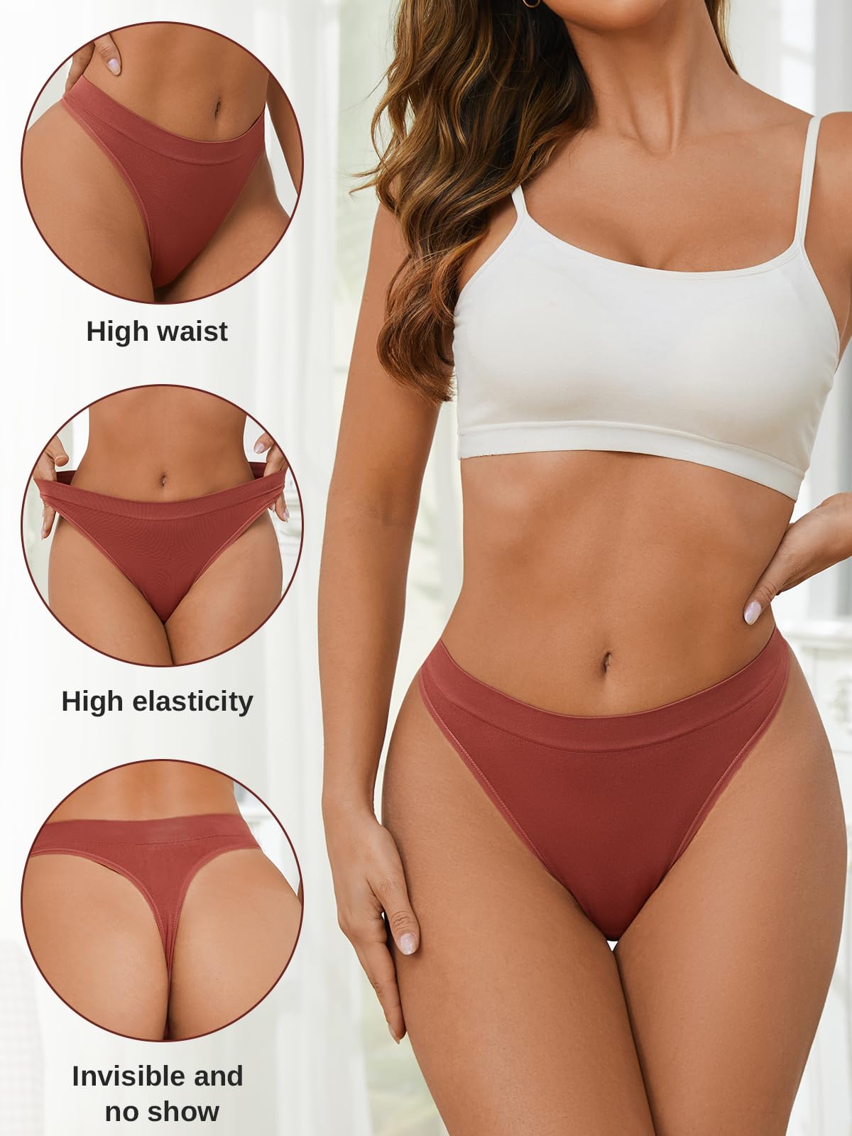 linccure Breathable Seamless Thongs: Comfortable Women's Underwear 5-Pack (US, Alpha, Medium, Regular, Regular, A 5 Colors 5-Pack)