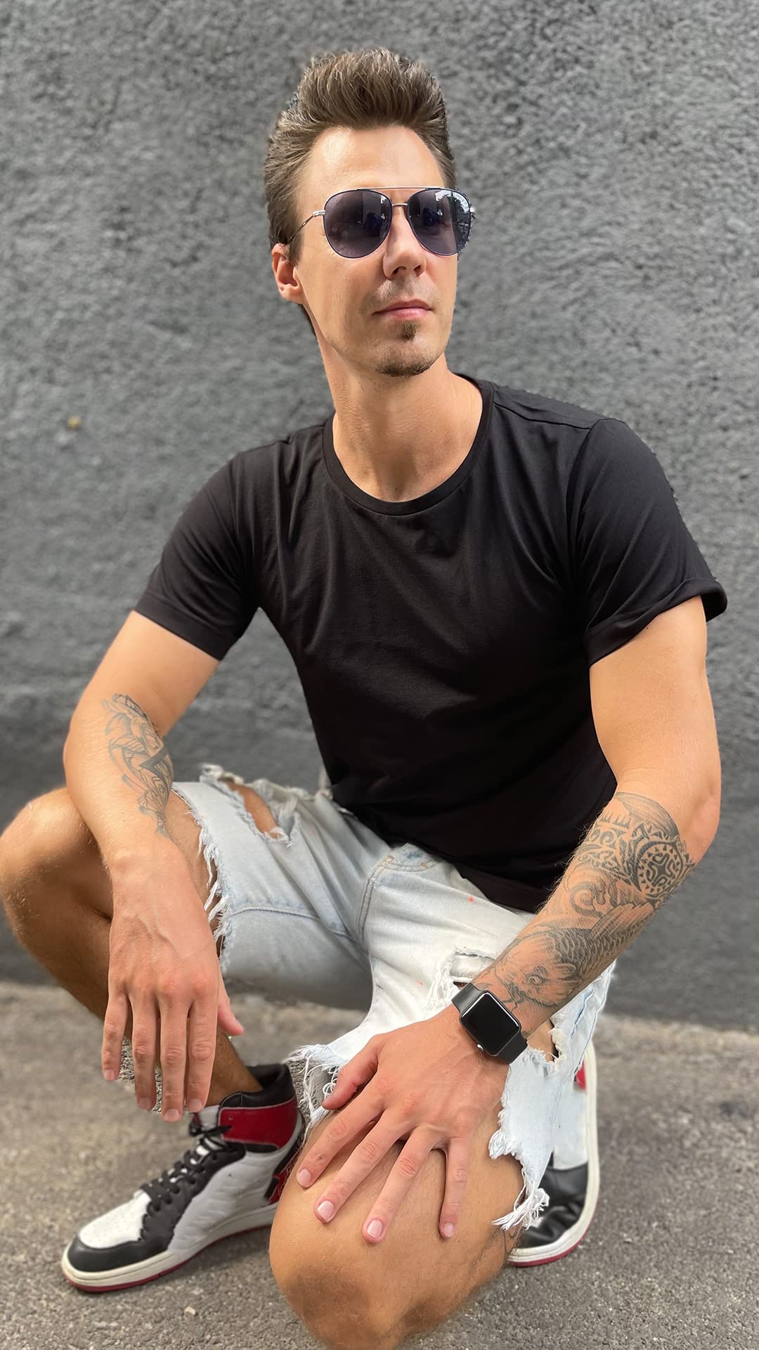 FLEXUGAR Men's Crew Neck Short Sleeve Gym Casual T-Shirt - Soft Cool Moisture Wicking UPF 50+ Sun Protection Performance (Black, XL)