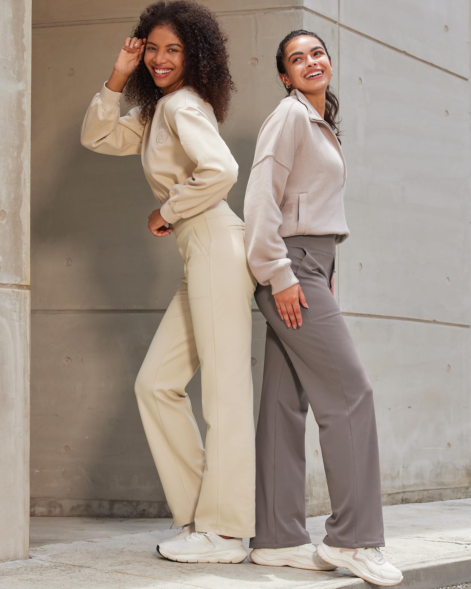 G4Free Wide Leg Pants Woman Yoga Pants with Pockets Loose Casual Palazzo Fashion Sweatpants Stretch Dress Work Clothes(Black,M,31")