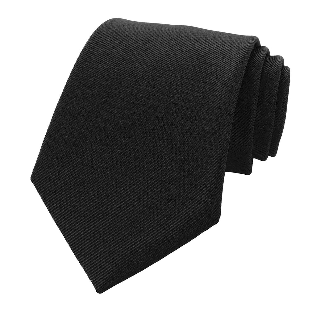 RBOCOTT Silk Black Tie Business Wedding Formal Necktie for Men (Black)