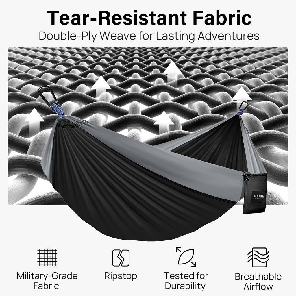 Kootek Camping Hammock 500 lbs Capacity, Portable Hammocks with Tree Straps & Attached Carry Bag, Camping Essentials Gear, Perfect for Outside Indoor Hiking Beach Backpack Travel