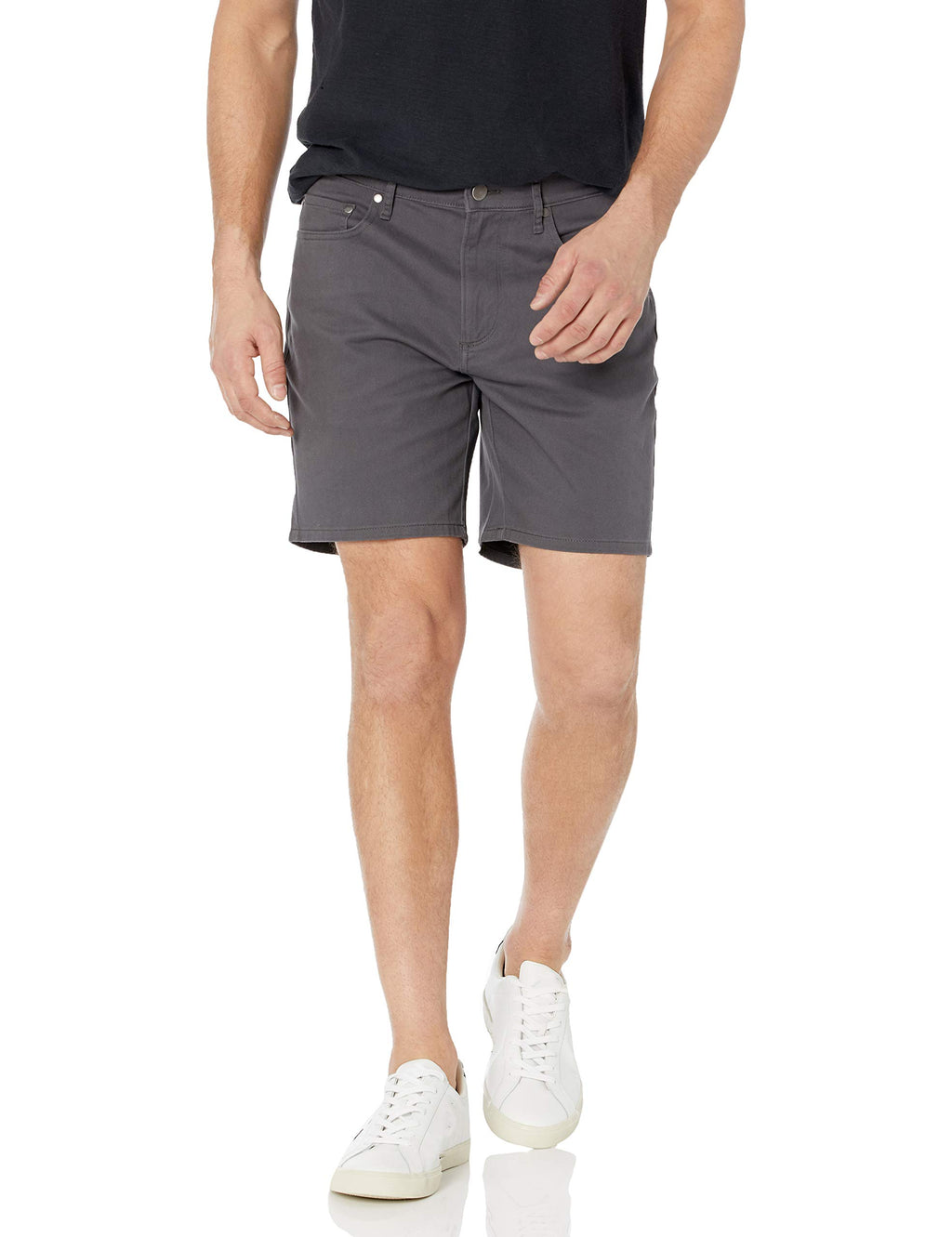 Amazon Essentials Men's Straight-Fit 7" Inseam Stretch 5-Pocket Shorts, Dark Grey, 36