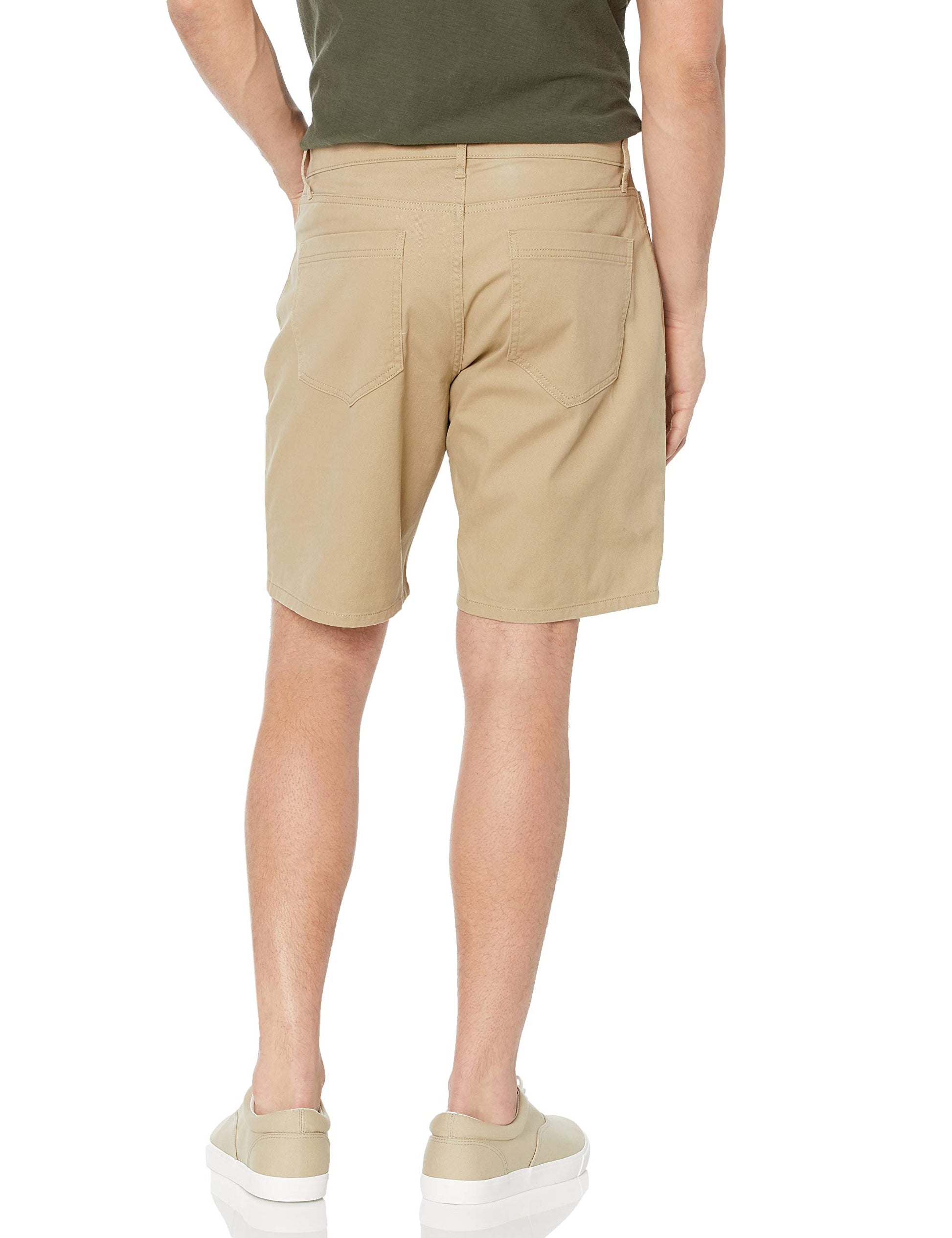 Amazon Essentials Men's Straight-Fit 9" Inseam Stretch 5-Pocket Short, Khaki Brown, 34