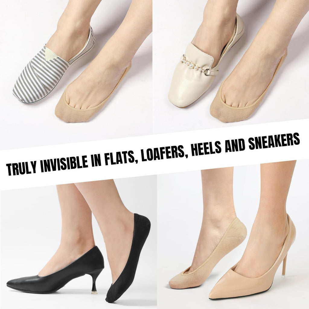 Toes Home No Show Socks Womens, Ultra Low Cut Liners Non Slip Footies for Flats Hidden Invisible Boat Summer 5 Pairs