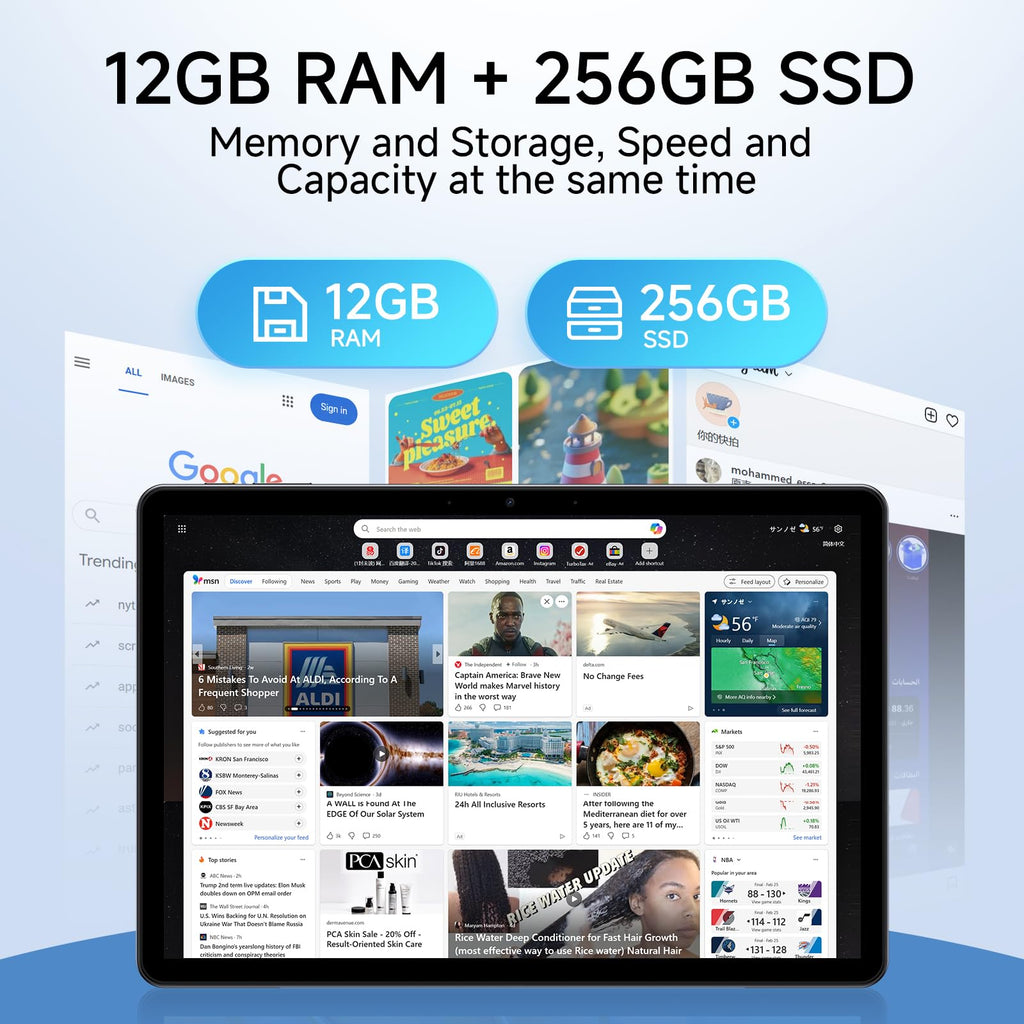 EYY 10.1" 2 in 1 Tablet/Laptop Computer, 12GB RAM+256GB SSD, Windows 11 Touchscreen Laptops with Stylus and Keyboard, Intel M3-8100Y Processor(up to 3.40GHz), WiFi 5, BT 5, HDMI, Dual Camera, Gray