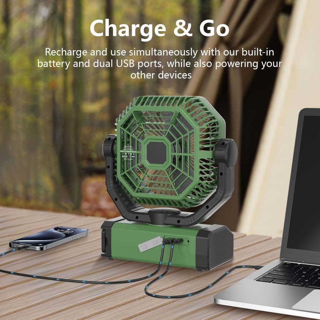 Portable Fan 24000mAh Battery Powered with Remote & LED, 4 Speed Strong Airflow, Desk/Camping/Outdoor/Gym Fan for Office Travel Treadmill Camping Gear