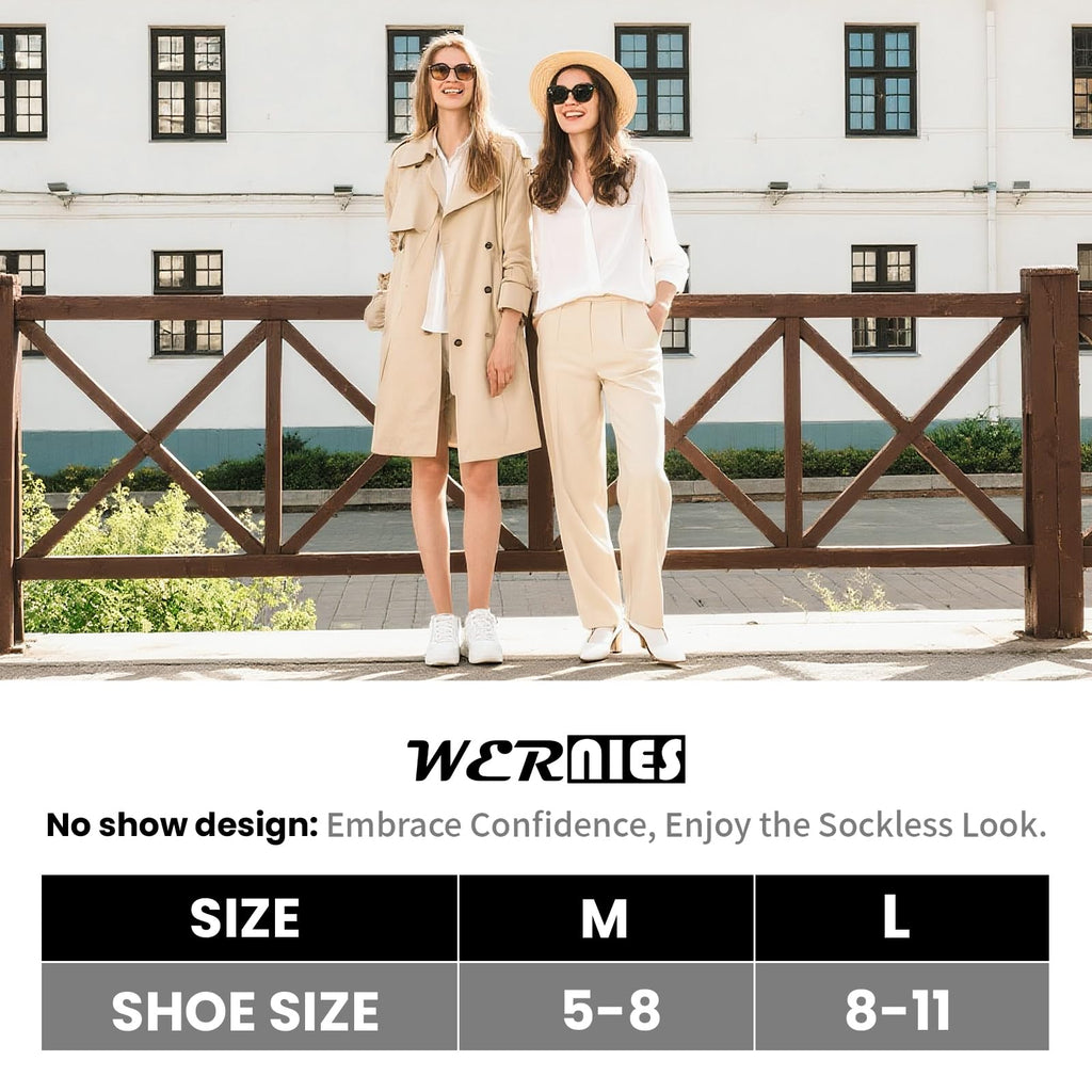 wernies No Show Socks for Women - 8 Pairs Low Cut Invisible Casual Short Ankle Socks for women Black/White/Gray 5-8