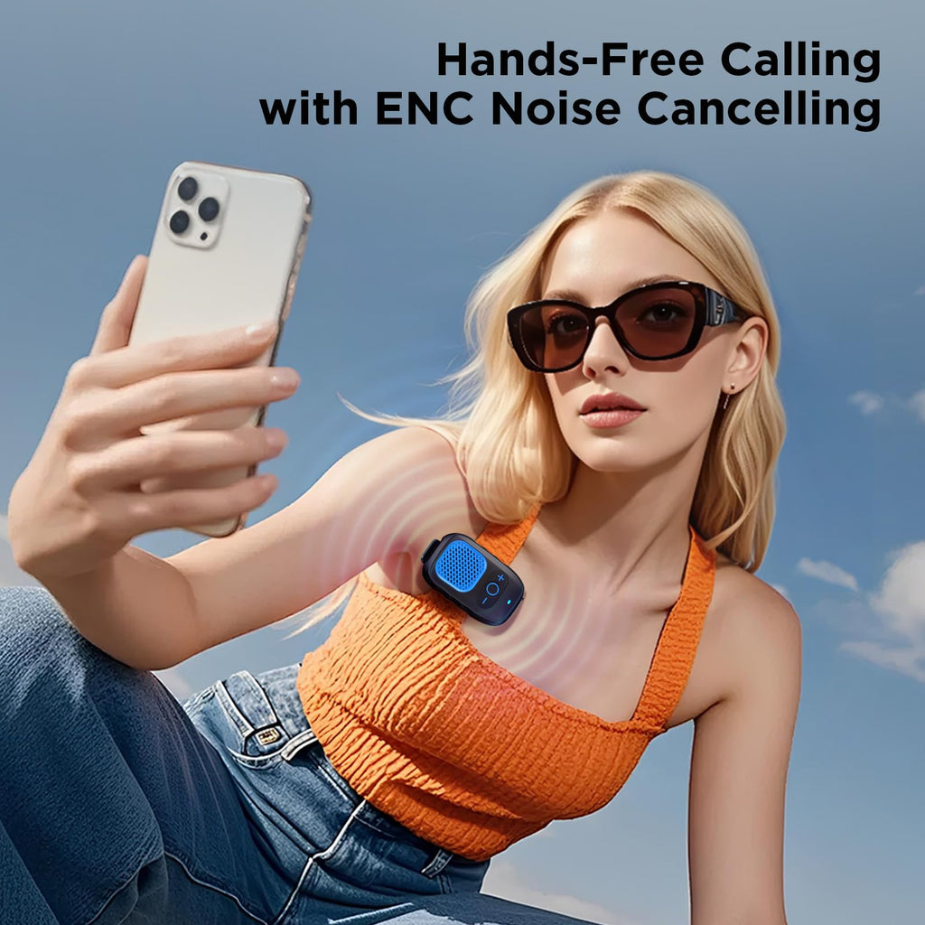 ShellHome Wearable Bluetooth Speaker - 30H Working Time Clip-On Wireless Jobsite Pro Water-Resistant Portable Speaker — Built-in Mic for Hands-Free Music and Calls, Blue (Non-Magnetic)