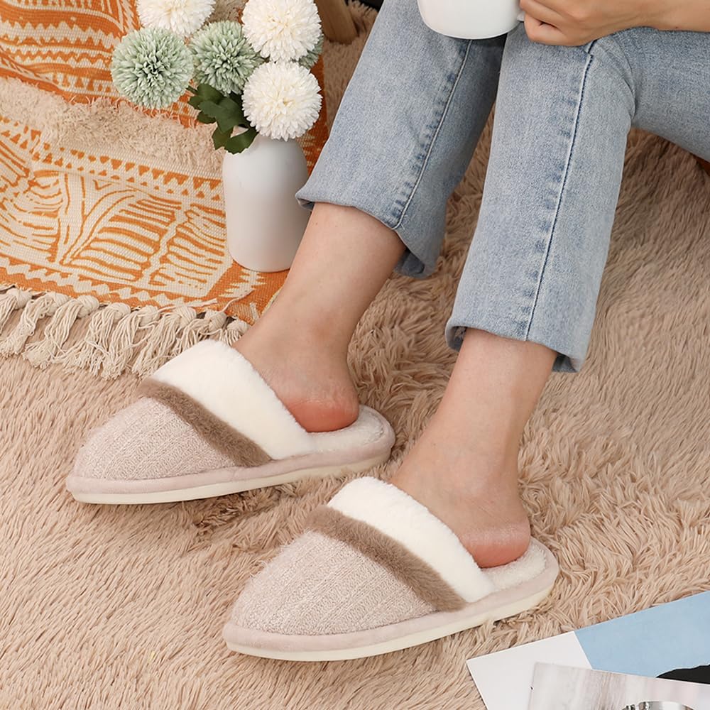 Cozy Slippers for Women Indoor and Outdoor Fuzzy House Shoes with Memory Foam Anti-Skid Sole Gifts for Women Mom Ladies