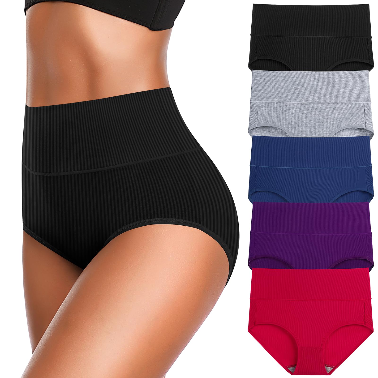 JojoQueen Womens Underwear Cotton High Waist Full Coverage Brief Ladies Panties Lingerie Undergarments for Women, X-Large-XX-Large