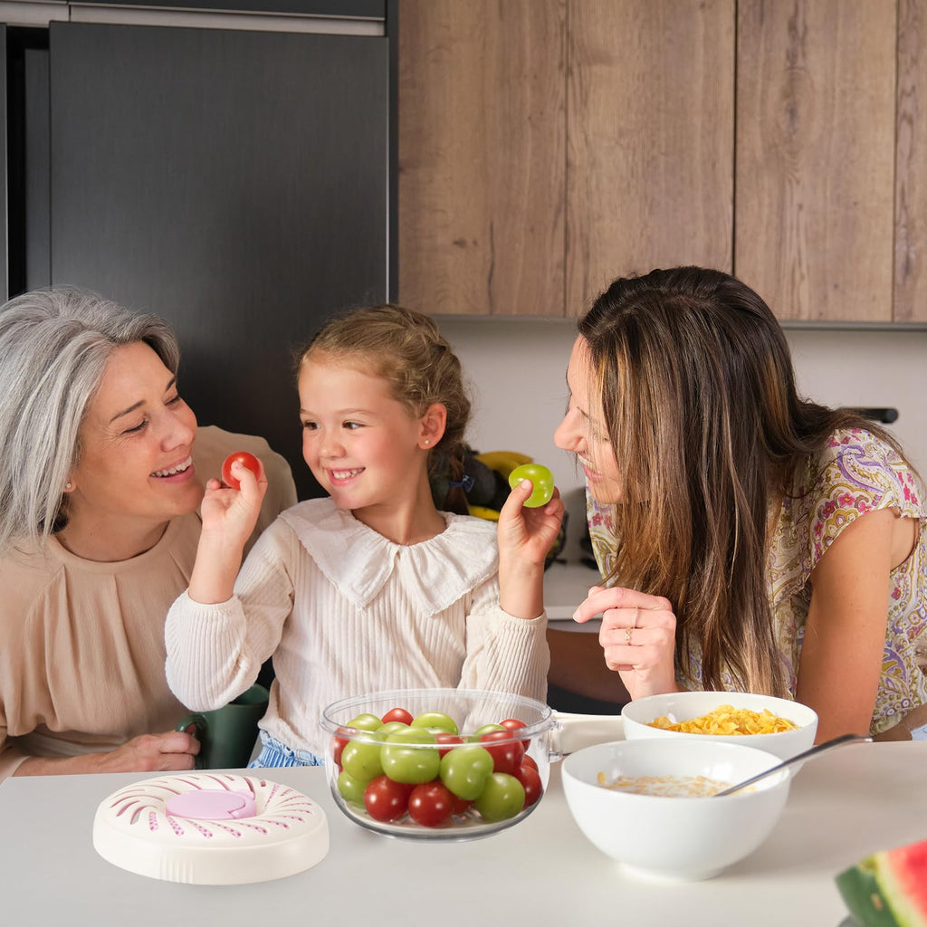 Portable Berry Basket with Strainer and Lid, Collapsible Handle Berry Containers for Fridge, Small Fruit Bowl for Berries, Grapes, Cherries, Rice Washer and Strainer 6.1inch (Pink)
