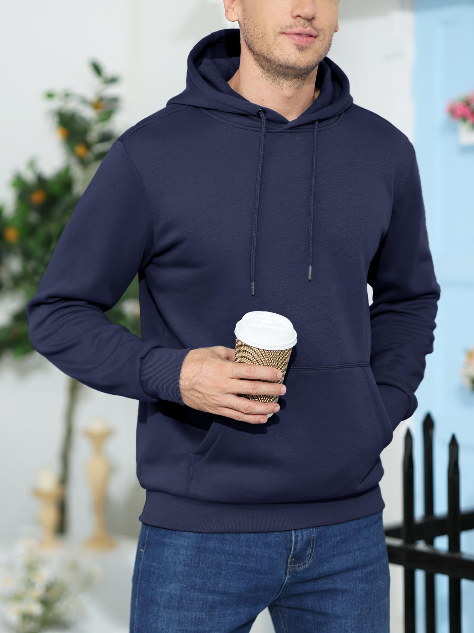 MAGCOMSEN Men's Casual Pullover Hoodies Long Sleeve Hooded Sweatshirts Athletic Sweatshirts Active Sportswear Fall Spring Pullover Navy M