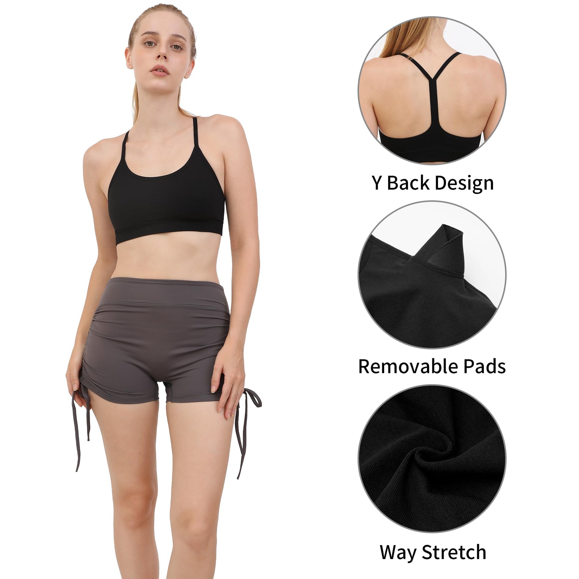 Double Couple Women Y Back Sports Bras for Women Thin Strap Workout Yoga Gym Fitness Bra