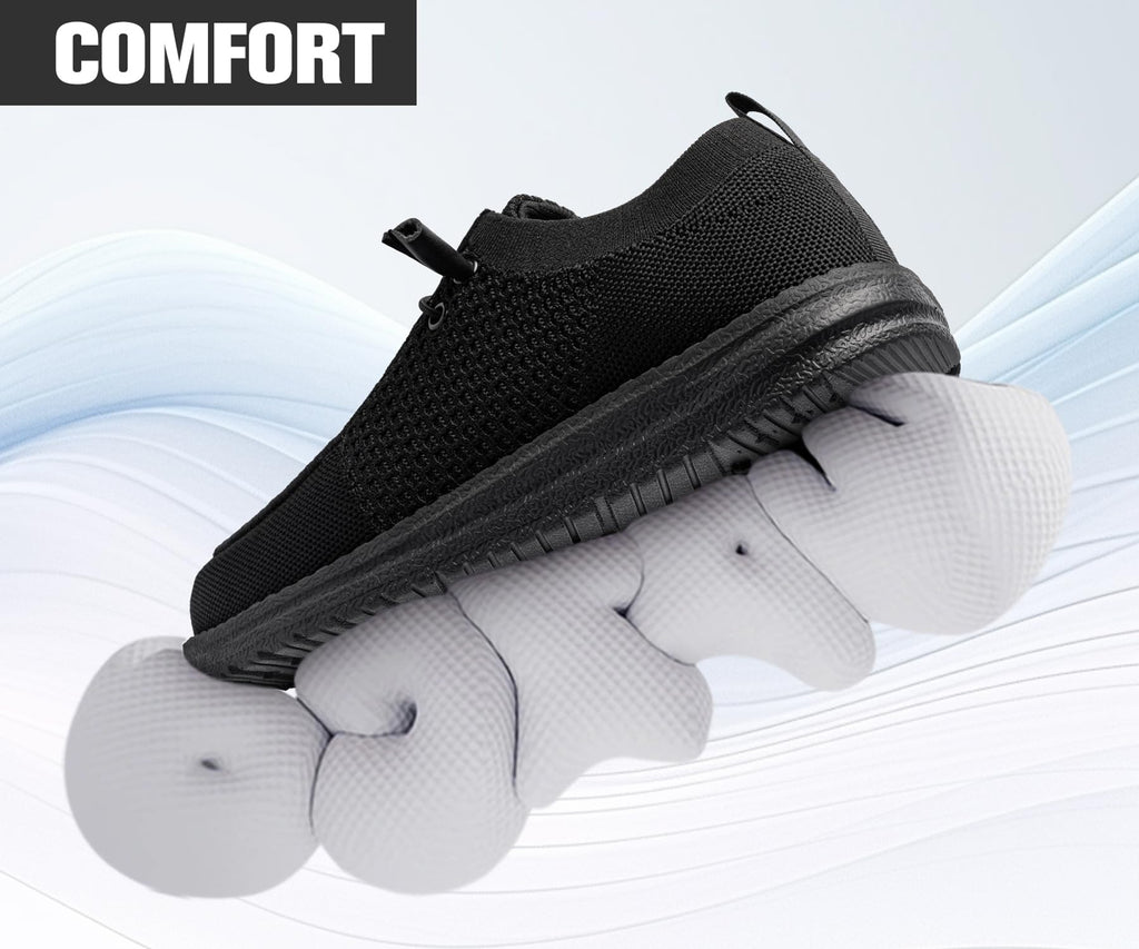 LARNMERN Slip On Steel Toe Shoes Men Lightweight Comfortable Lounging Walking Sneakers Safety Work Steel Toe Loafers(13 Wide Men, Black)