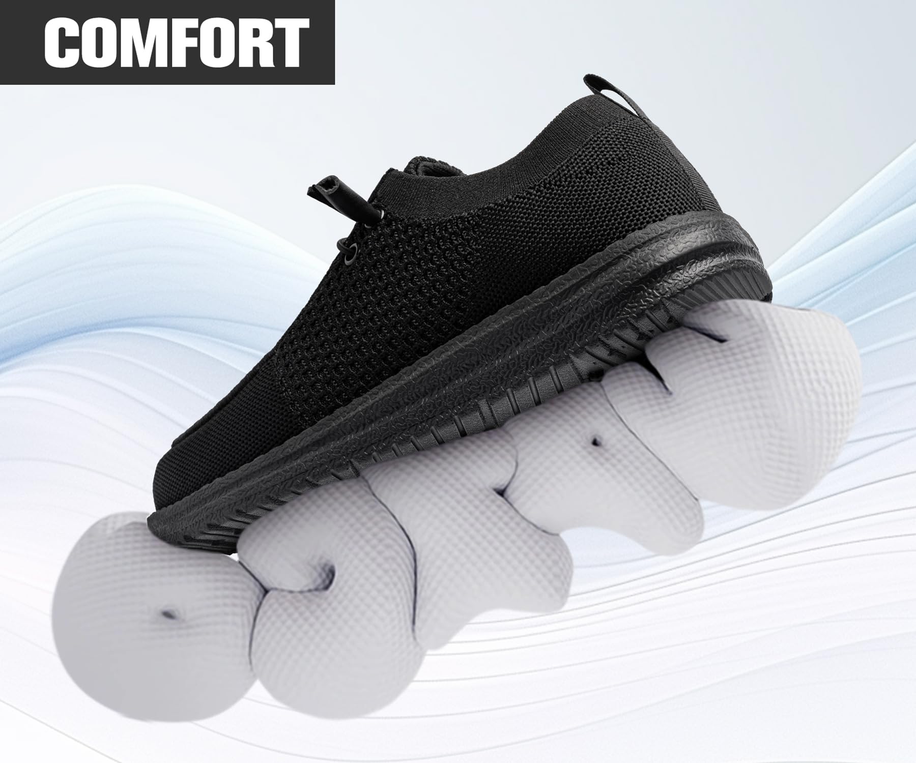 LARNMERN Slip On Steel Toe Shoes Men Lightweight Comfortable Lounging Walking Sneakers Safety Work Steel Toe Loafers(13 Wide Men, Black)