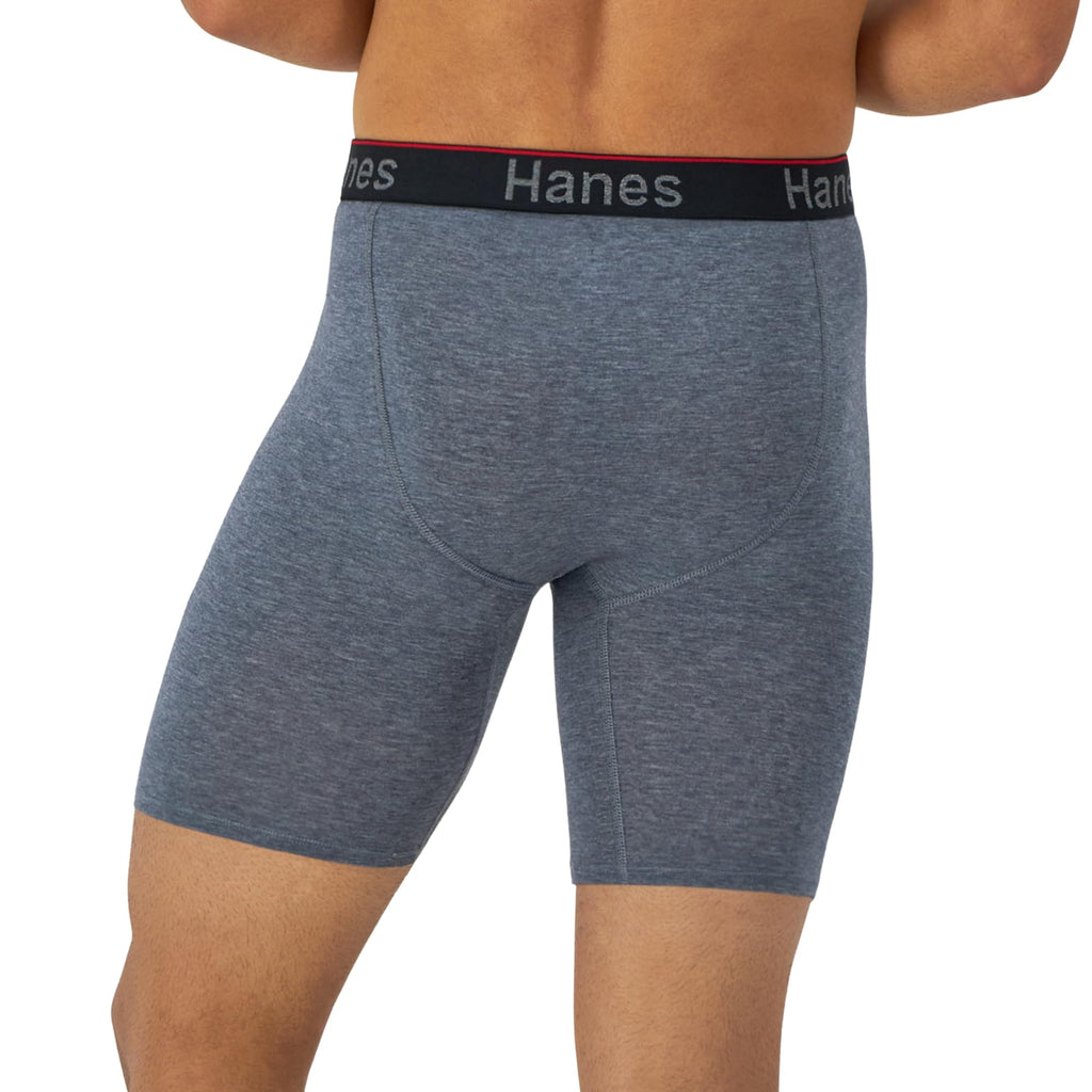Hanes Total Support Pouch Men's Boxer Briefs Pack, Anti-Chafing, Moisture-Wicking Underwear, Odor Control (Reg or Long Leg)