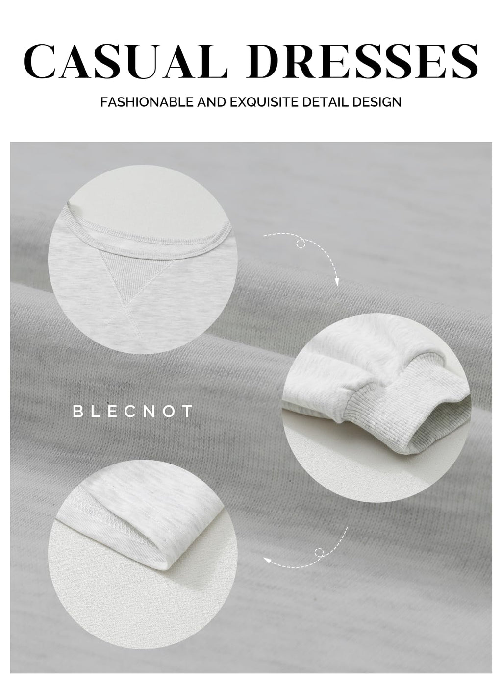 BLENCOT Mini Dress for Women 2025 Fall Winter Cute Patchwork Long Sleeve Ruffled Crewneck Sweatshirt Dresses Casual Sport Pullover Tops White Small