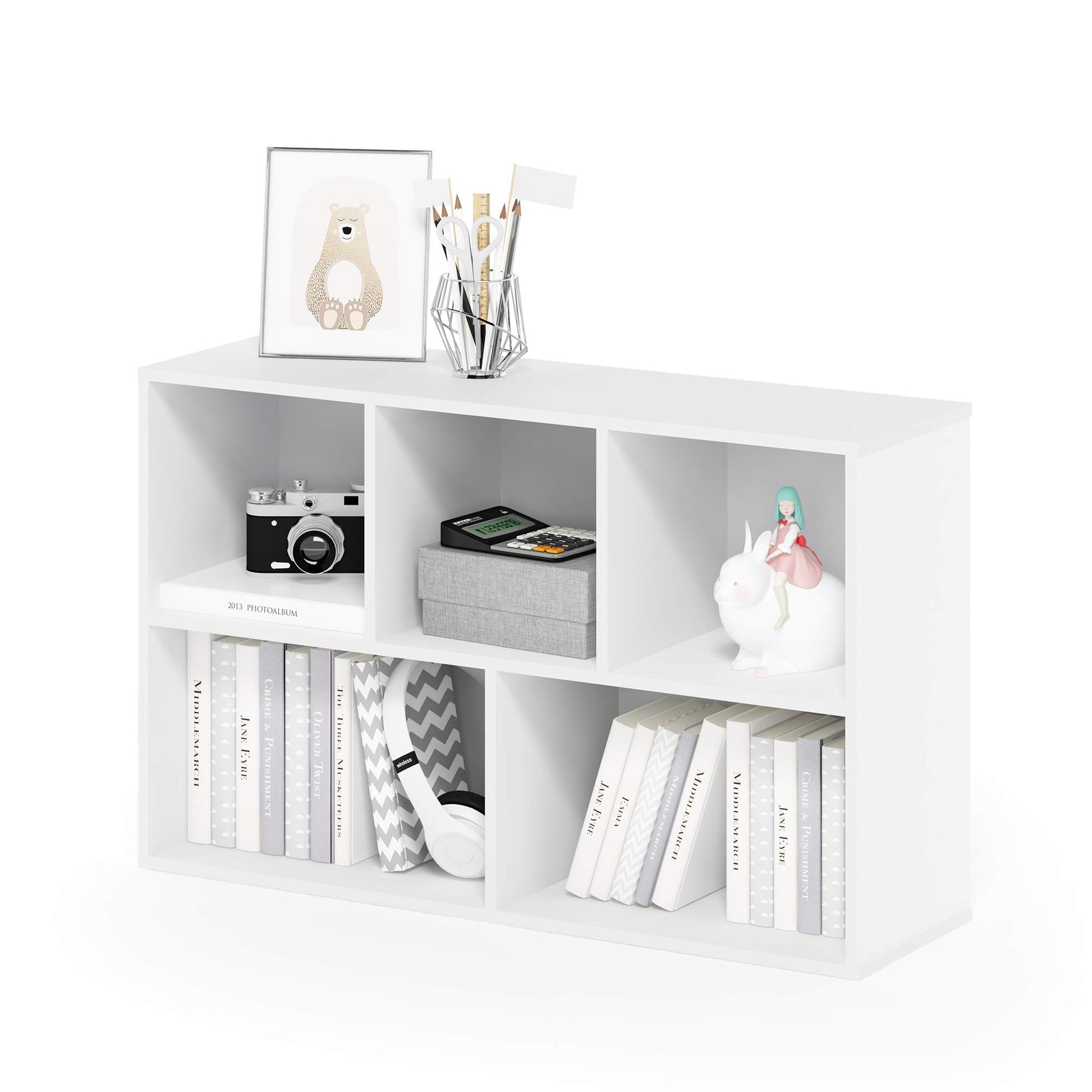 Furinno Luder Bookcase / Book / Storage , 5-Cube, White