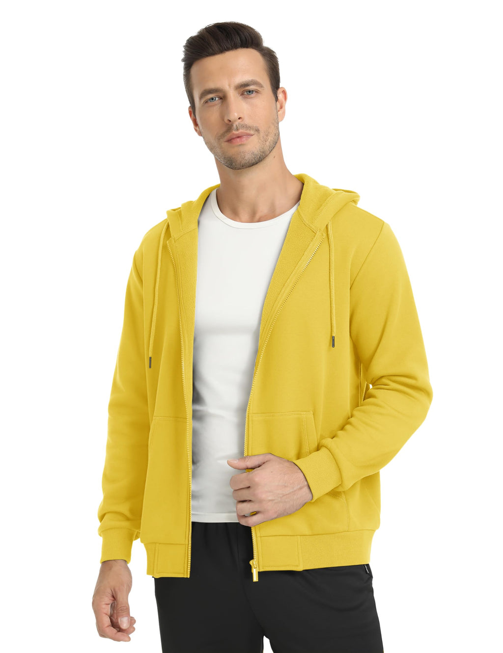 TACVASEN Mens Full Zip Hoodie Fleece Sweatshirt Hoodies Casual Jacket Zipper Hoodies Outdoor Athletic Yellow M