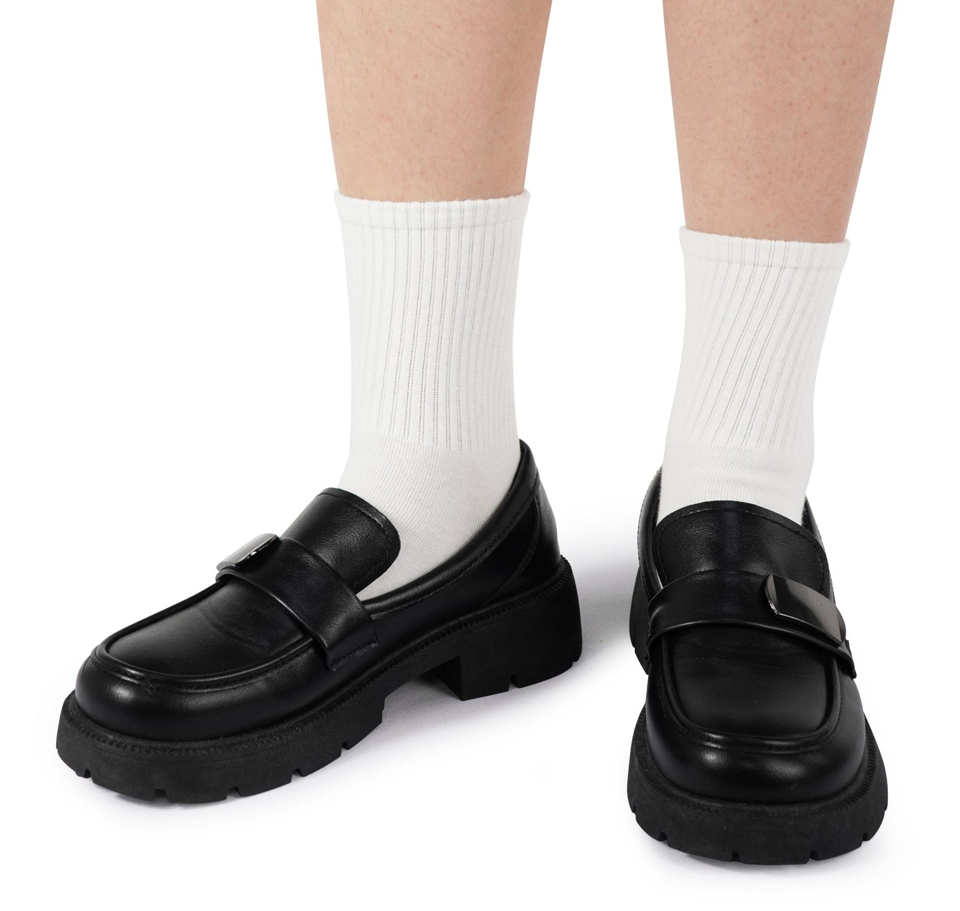 BomKinta Women Casual Calf Socks - Cute Cotton Crew Socks - Soft Above Ankle Sock 6 Pairs All White Size 5-10