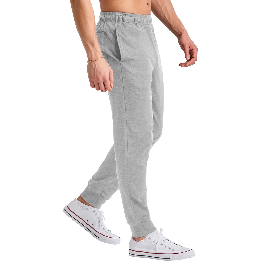 Hanes Originals Cotton Joggers, Jersey Sweatpants for Men with Pockets, 30" Inseam, Light Steel