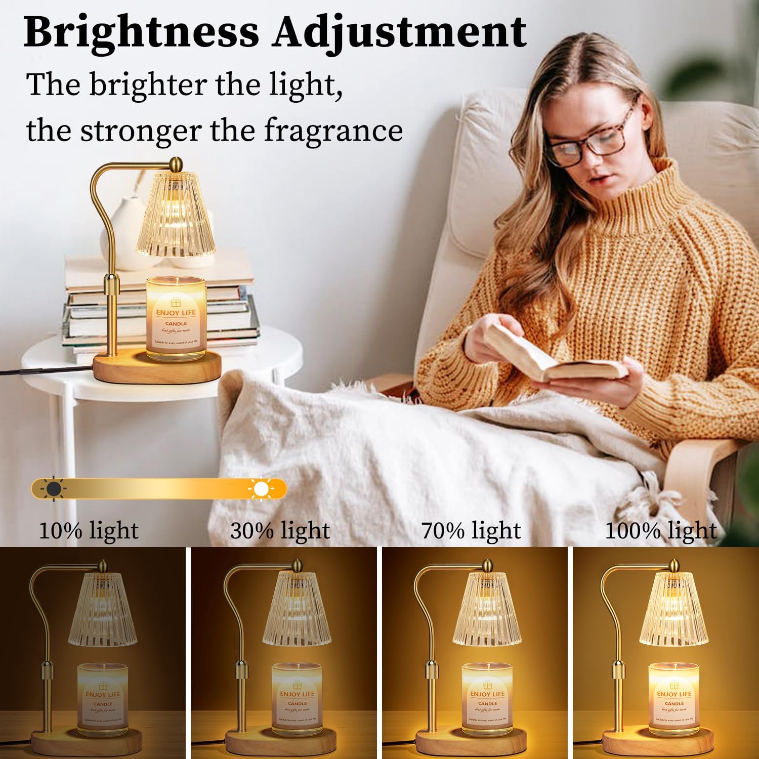 seenlast Candle Warmer Lamp with Timer Dimmer Adjustable Height for New Home Bedroom,Mothers Day Gifts,Vintage Home Decor for Scented Jar