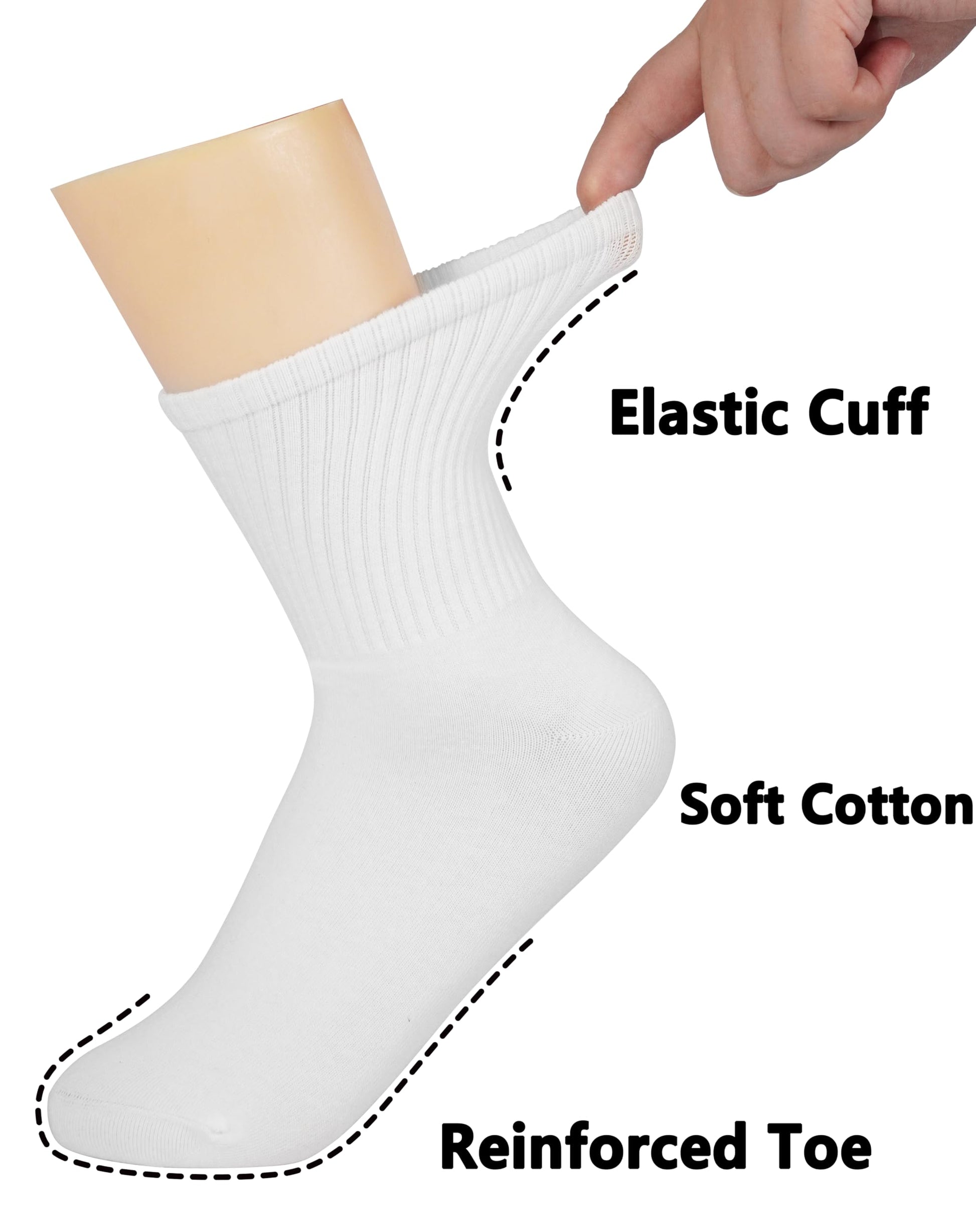 BomKinta Women Casual Calf Socks - Cute Cotton Crew Socks - Soft Above Ankle Sock 6 Pairs All White Size 5-10
