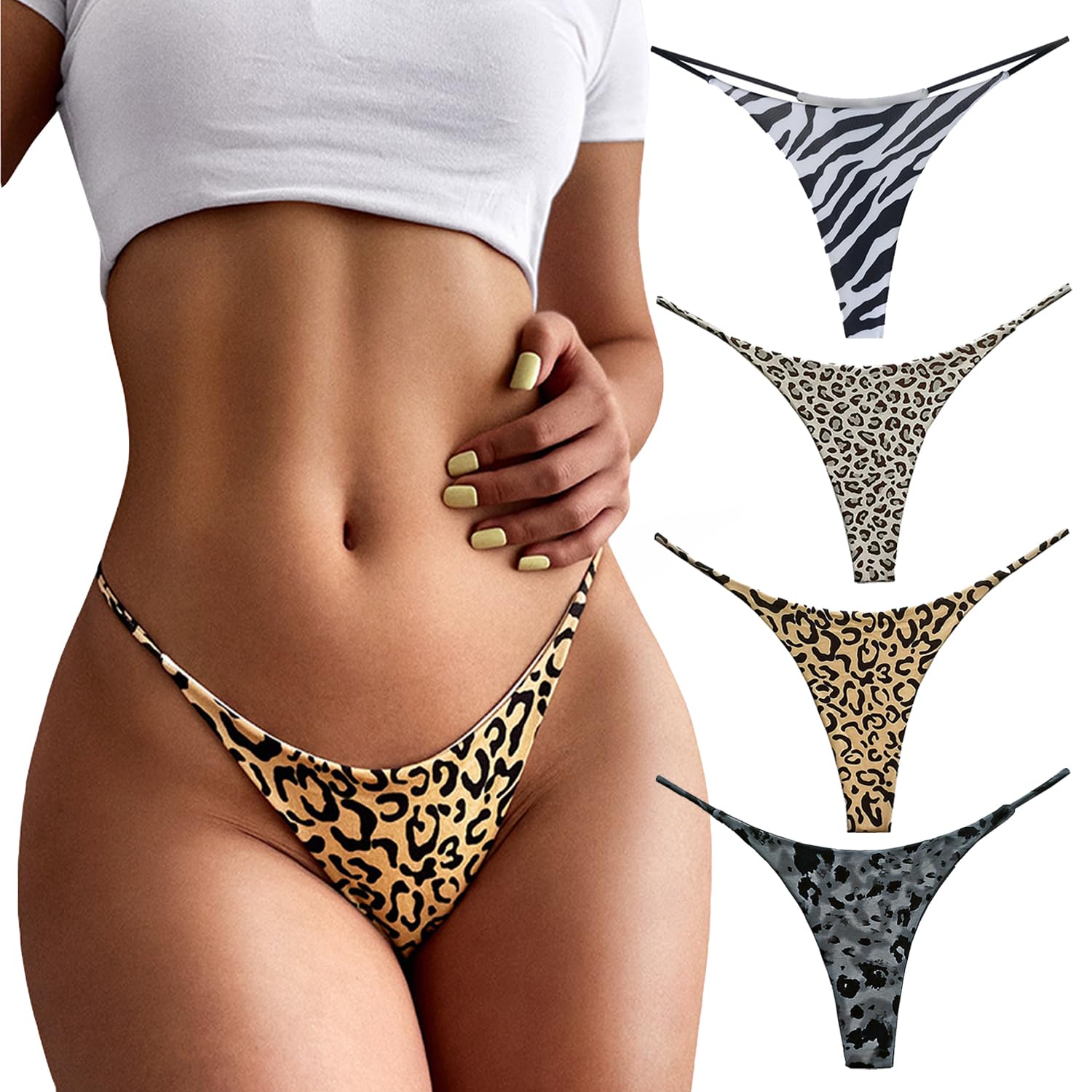 Aogda Thong for Women Cotton Underwear Low Rise Panties Woman G-String Thongs（Medium）