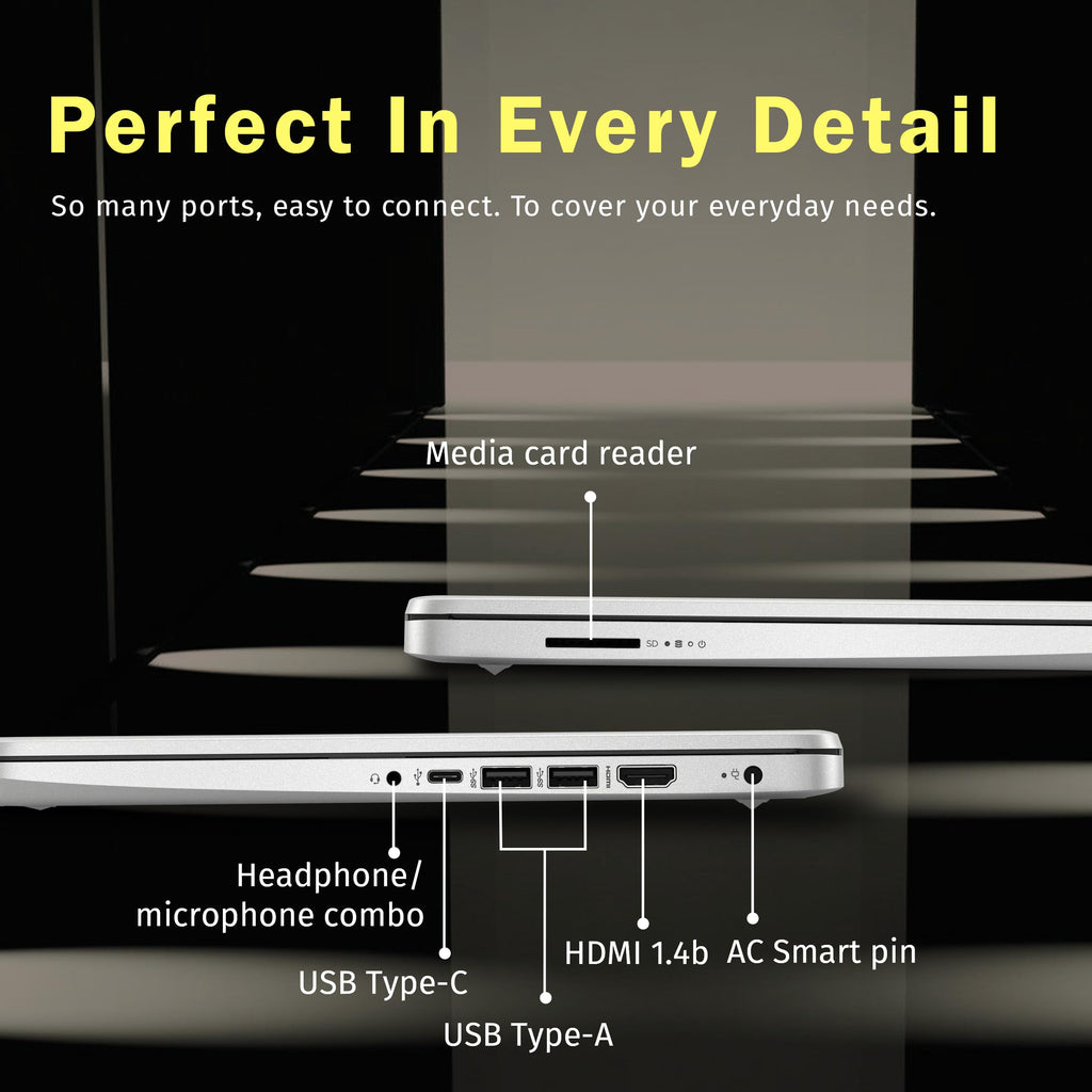 HP Stream 14" HD BrightView Laptop, Intel Celeron N150, 16GB RAM, 288GB Storage (128GB eMMC + 160GB Docking Station Set), Intel UHD Graphics, 720p Webcam, Wi-Fi, 1 Year Office 365, Win 11 S, Silver