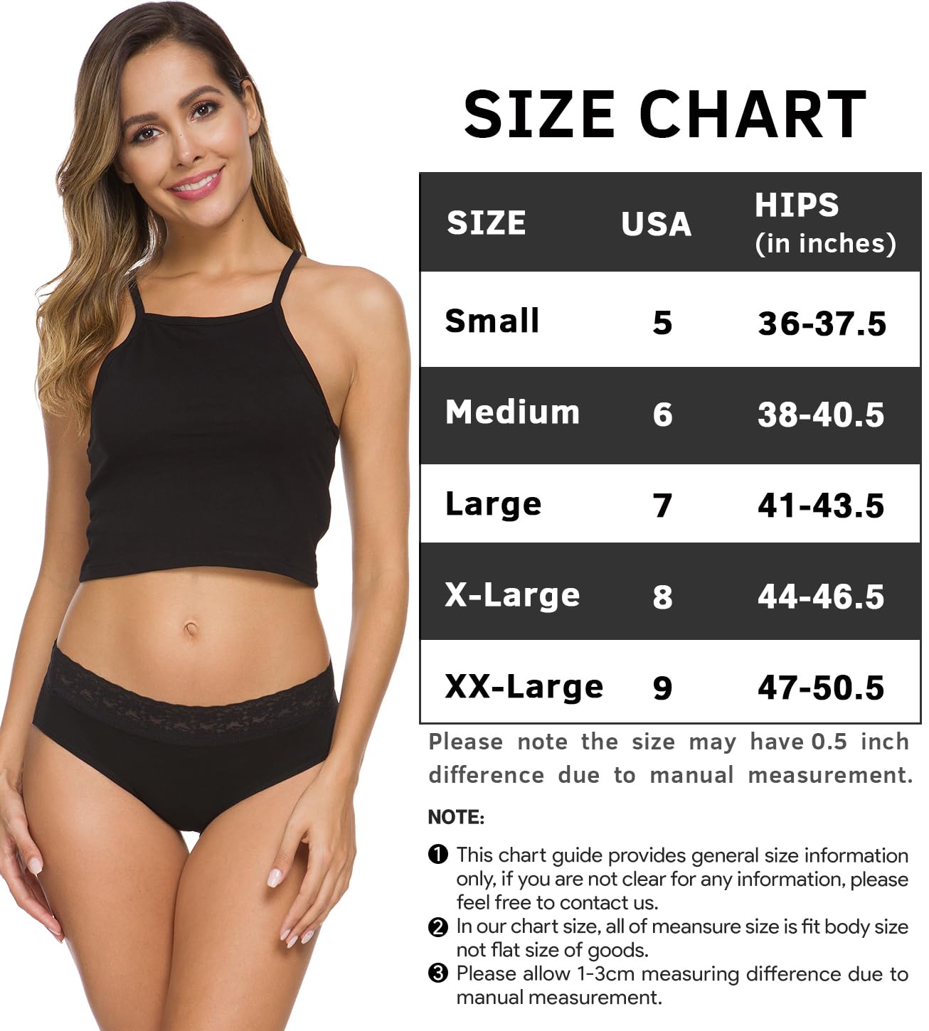 GNEPH Women's Cotton Underwear Soft Lace Bikini Panties Hipster Panty 5 Pack (Light)